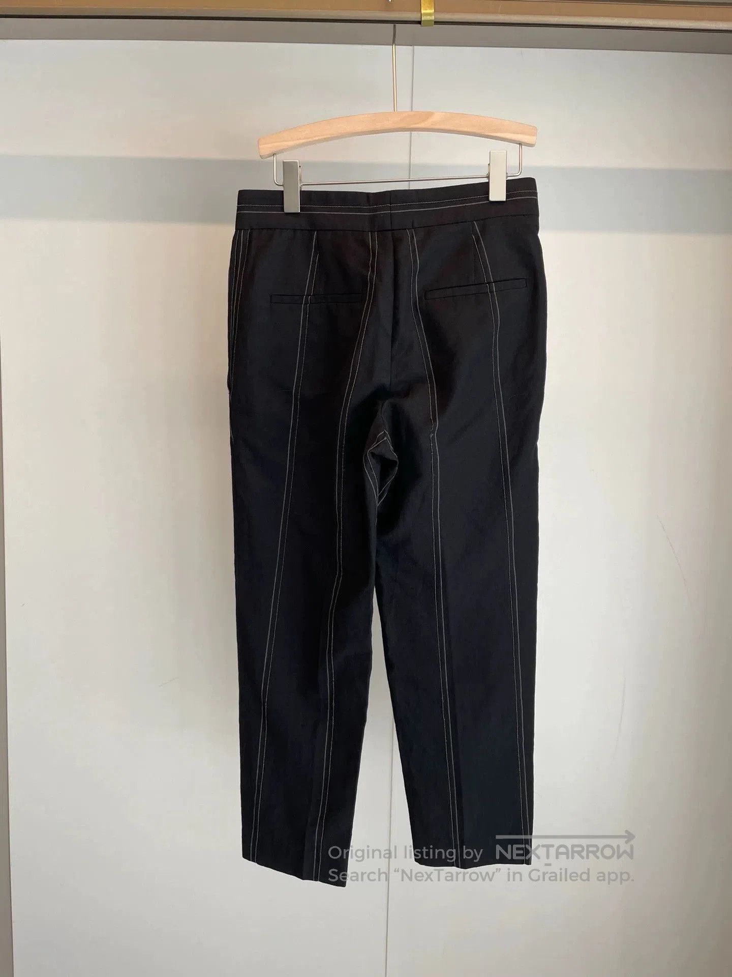 brunello cucinelli black sequin wool trousers.