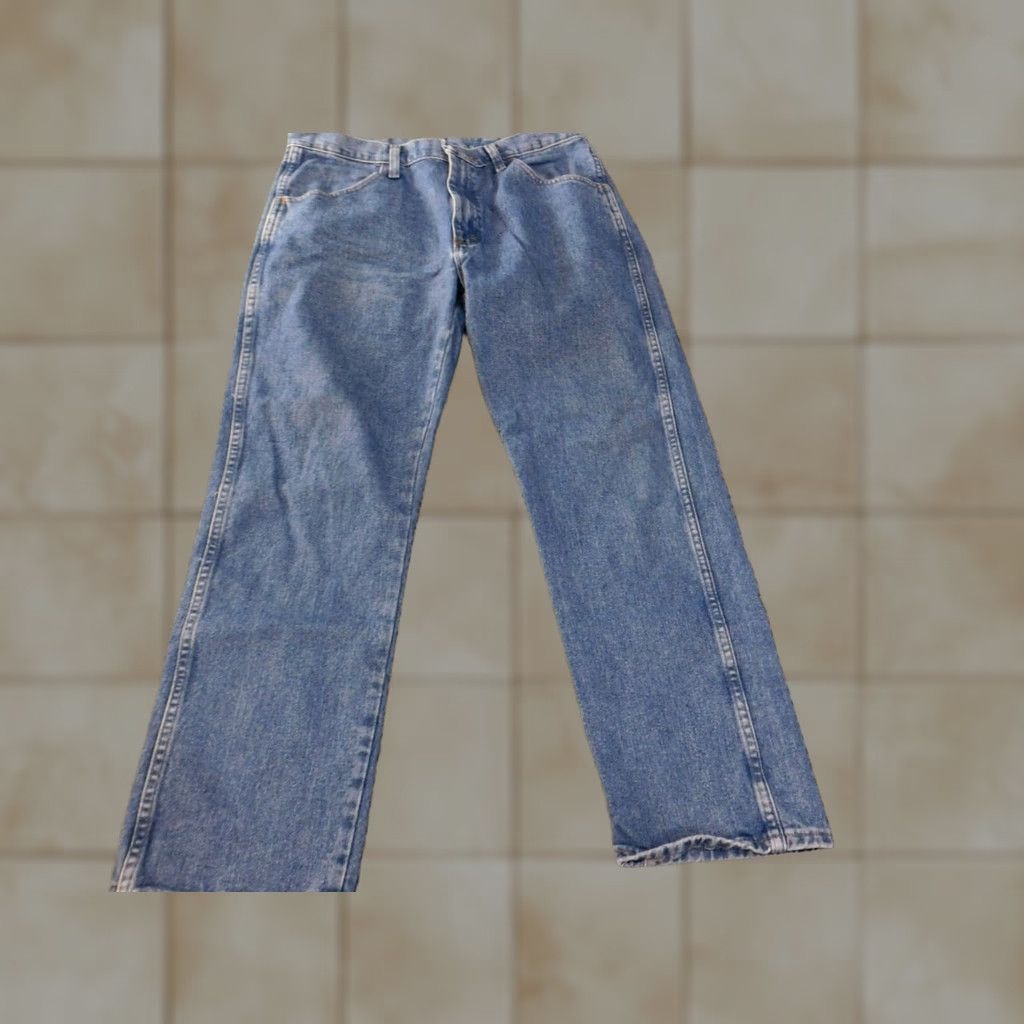 Vintage Rustler Jeans 34x32 Mens Blue Original Straight Western Denim Shirt? Size US 34 / EU 50 - 1 Thumbnail