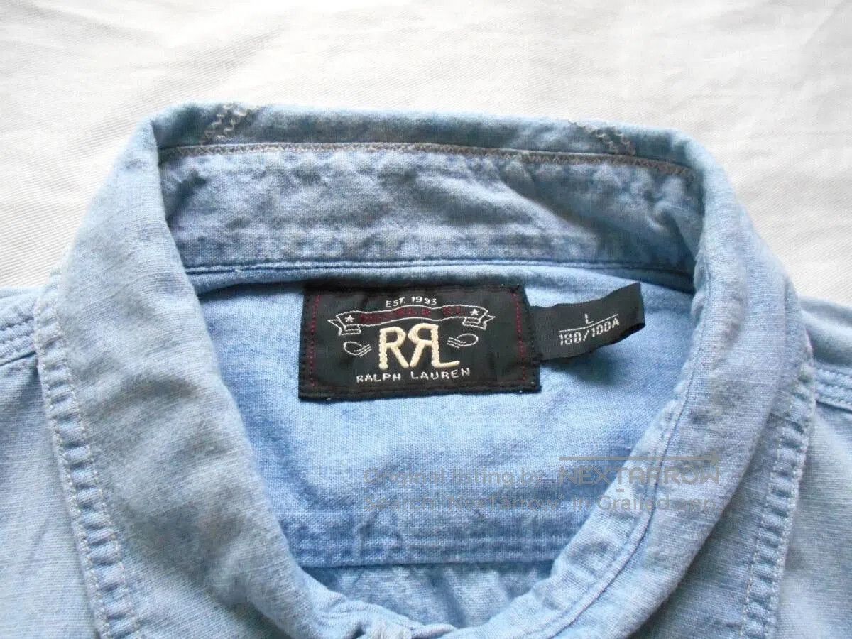 RRL Ralph Lauren Vintage Blue Military Patch Shirt. Size US L / EU 52-54 / 3 - 5 Thumbnail
