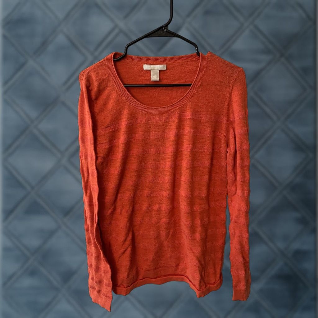 Banana Republic VINTAGE Banana Republic Solid Orange Cable-Knit Sweater Women’s Medium Pullover Casual Knit Size M / US 6-8 / IT 42-44 - 1 Thumbnail