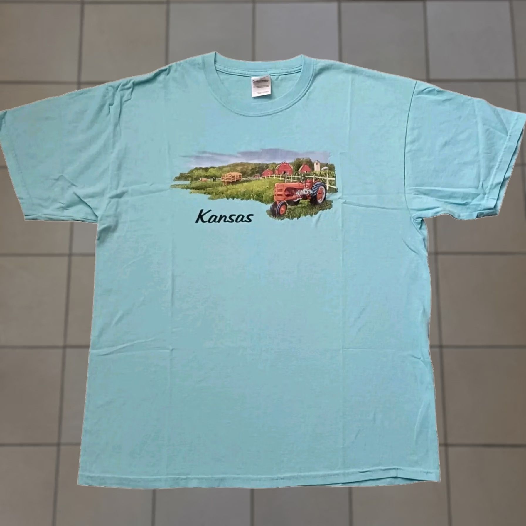 Gildan Kansas Mens T Shirt Size Large Blue State Farm Graphic Logo Short Sleeve Size US L / EU 52-54 / 3 - 1 Thumbnail