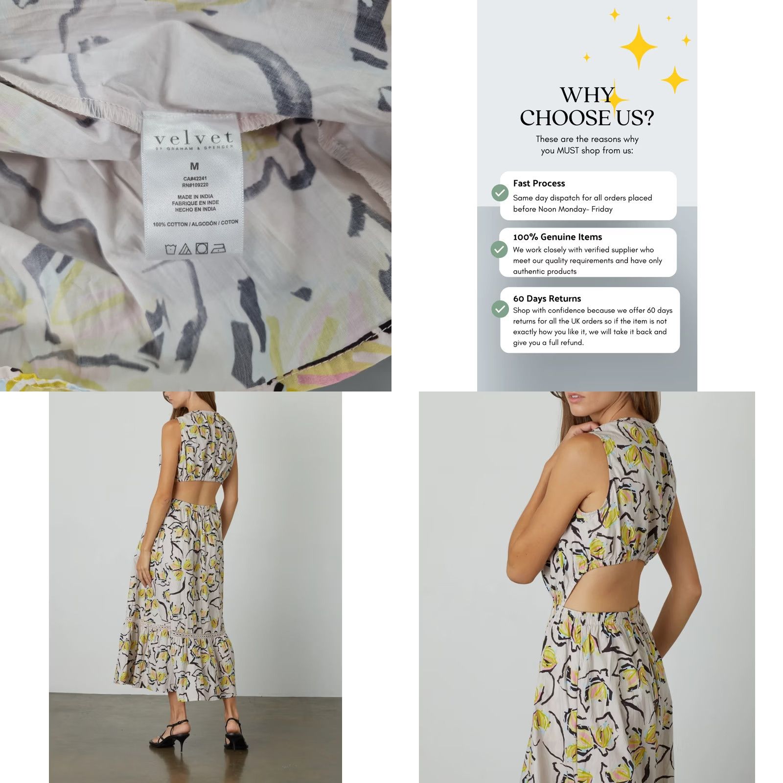 Velvet Velvet by Graham & Spencer Womens Dress Medium Kamilla Cut Out Midi Lilypad Floral Sleeveless Round Neck Size M / US 6-8 / IT 42-44 - 9 Thumbnail