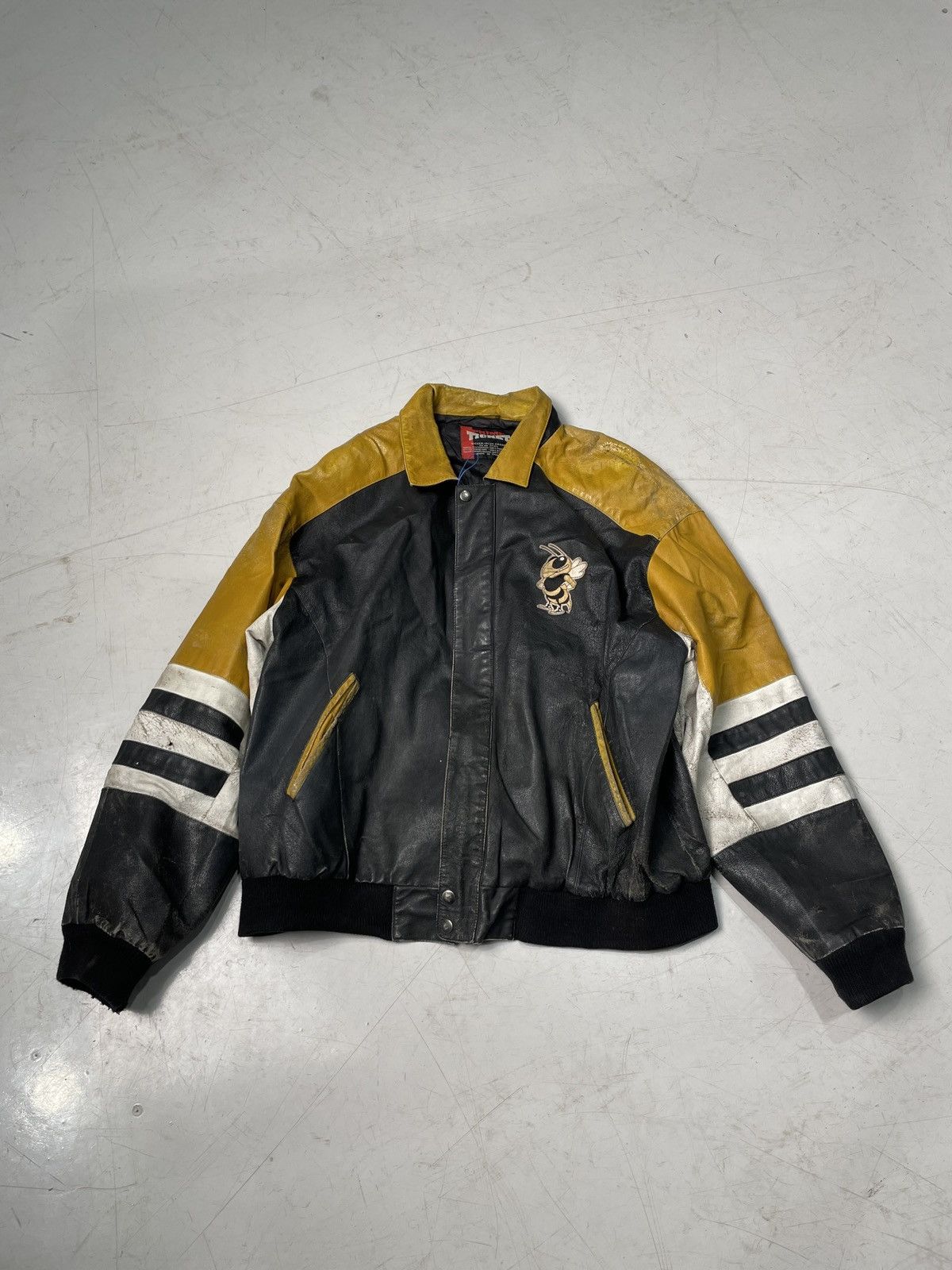 NFL 90s Georgia Tech Varsity Leather Jacket Size US L / EU 52-54 / 3 - 1 Thumbnail