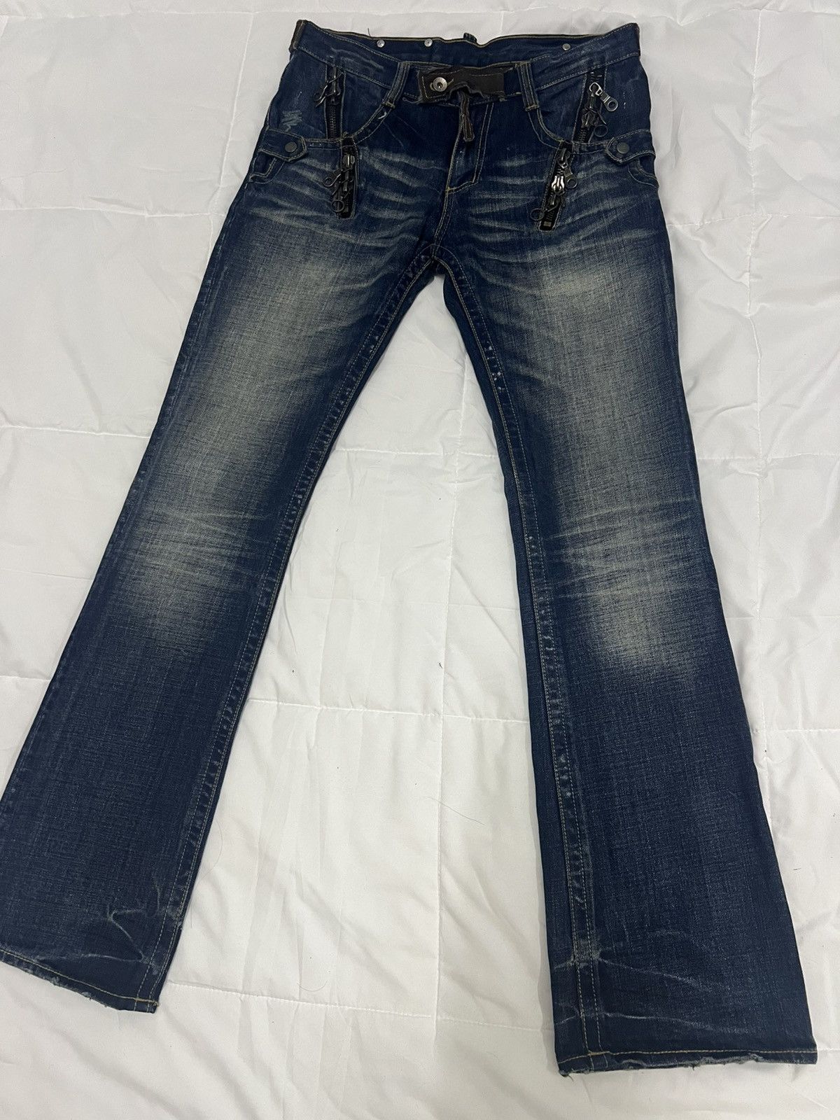 14th Addiction × Japanese Brand × semanticdesign SEMANTIC DESIGN DENIM FLARE JEANS LEATHER TRIMMED Size US 33 - 3 Thumbnail