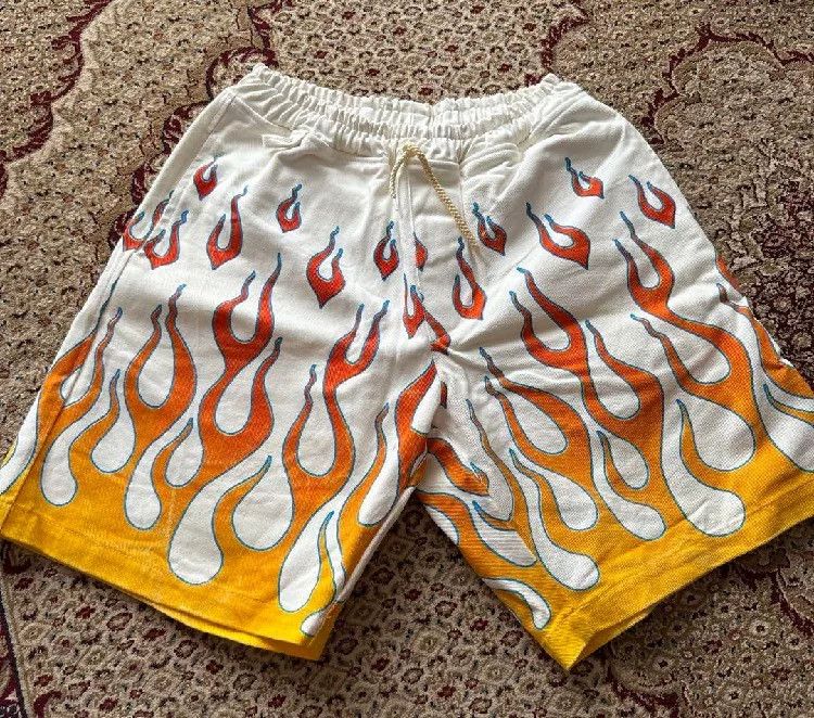Vintage Flames Printed Easy Short Pants Size US 30 / EU 46 - 1 Thumbnail