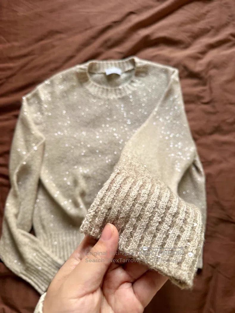 Brunello Cucinelli Brunello Cucinelli All Sequin Linen + Cashmere + Silk Knit Size M / US 6-8 / IT 42-44 - 2 Thumbnail