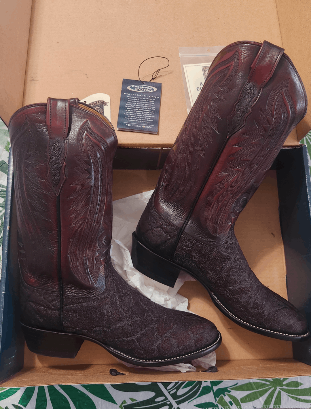Lucchese × Vintage Lucchese 2000 african Exotic Black cherry boots 10.5 D T3039 Size US 10.5 / EU 43-44 - 1 Thumbnail