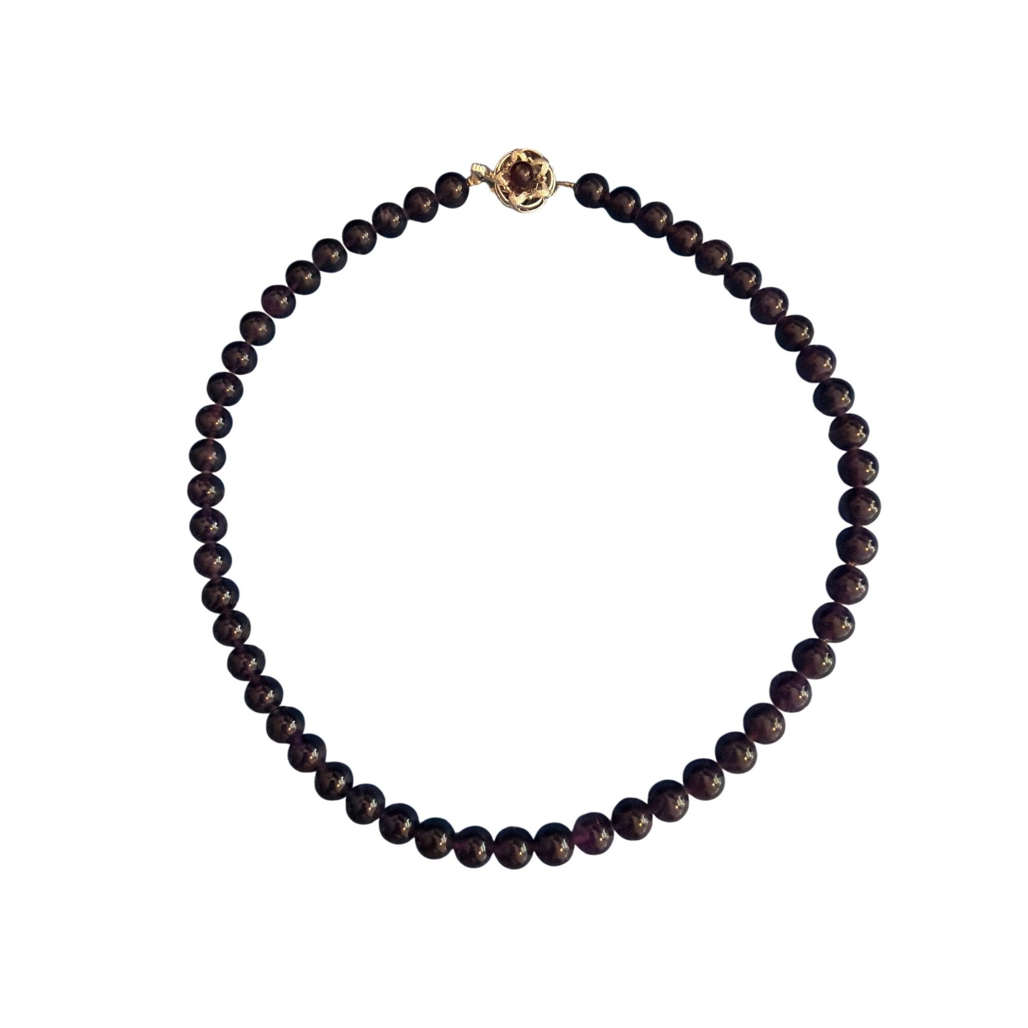 Other Vintage Amethyst 7mm Bead Necklace Sterling Silver Floral Cl Size ONE SIZE - 3 Thumbnail