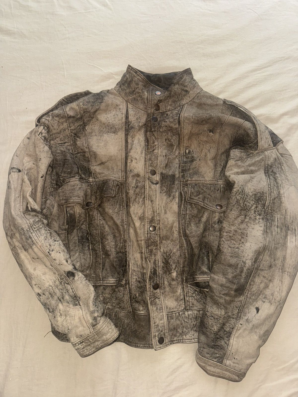 Vintage Oversized khakim military leather bomber jacket size M-L Size US L / EU 52-54 / 3 - 1 Thumbnail