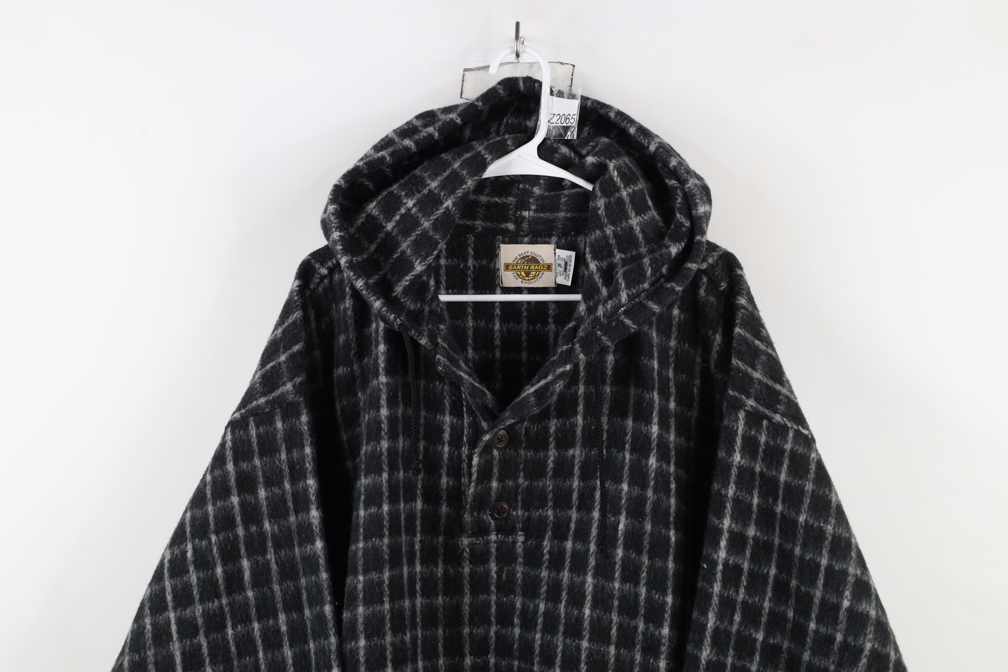 Vintage Vintage 90s Streetwear Baggy Oversized Fleece Hoodie Plaid Size ONE SIZE - 2 Thumbnail