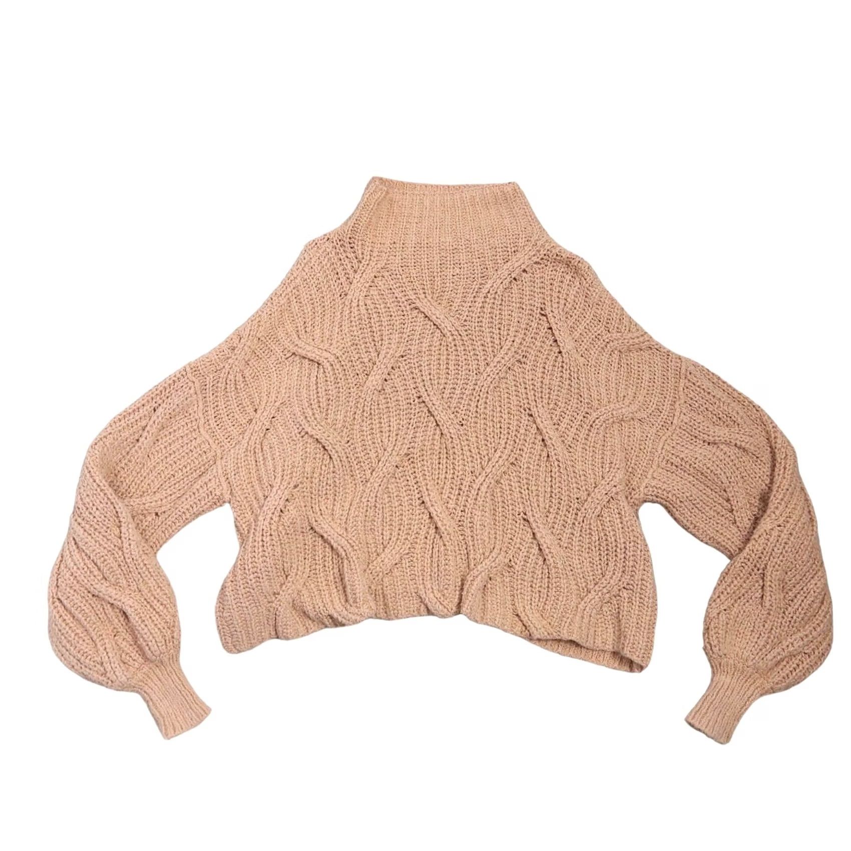 Free People Free People Seasons Change tan almond chunky knit turtleneck sweater M Size M / US 6-8 / IT 42-44 - 6 Thumbnail