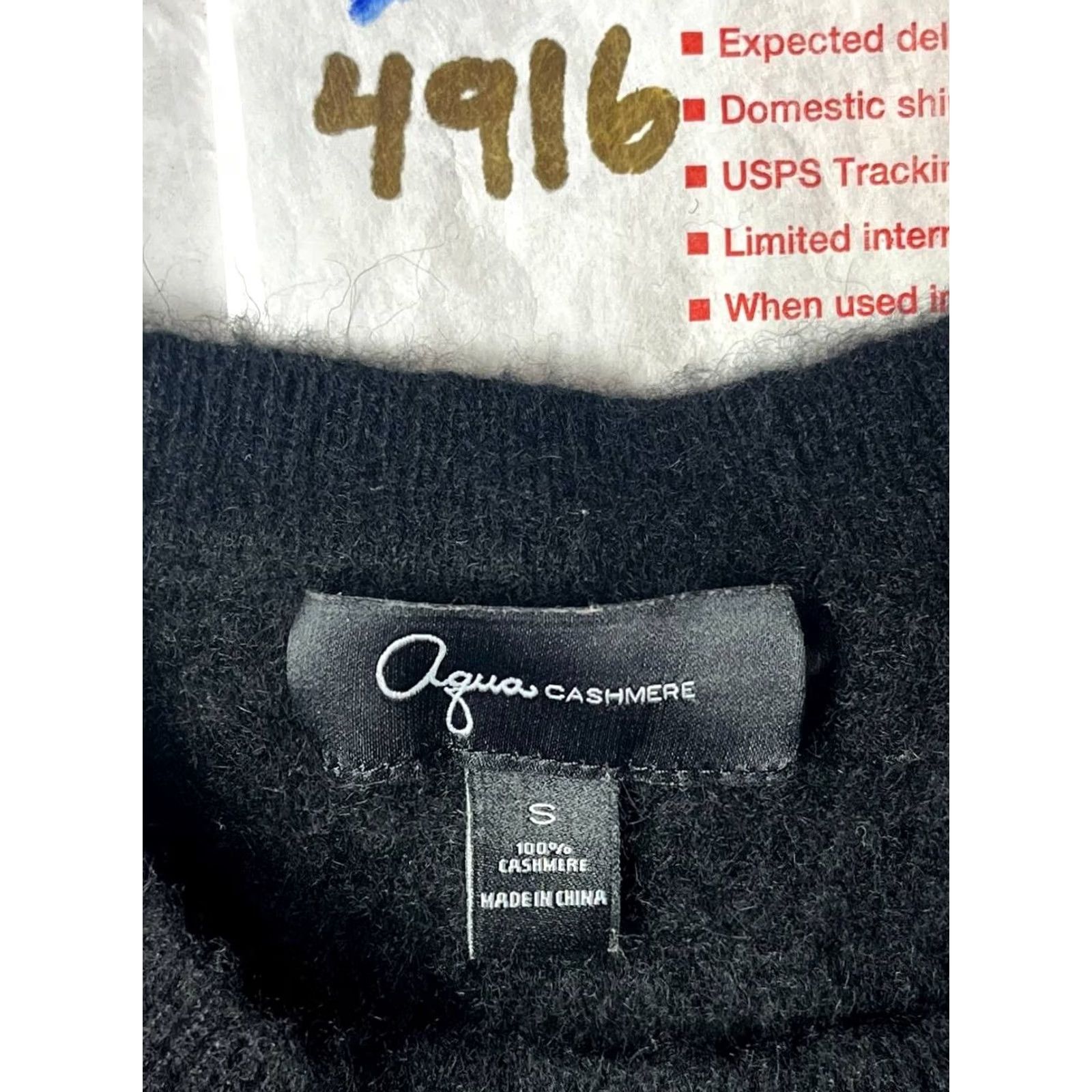 AQUA Aqua Cashmere Womens Sweater Long Sleeve Crew Neck Knit Black Size S Pullover Regular 100% Cashmere Size S / US 4 / IT 40 - 8 Thumbnail