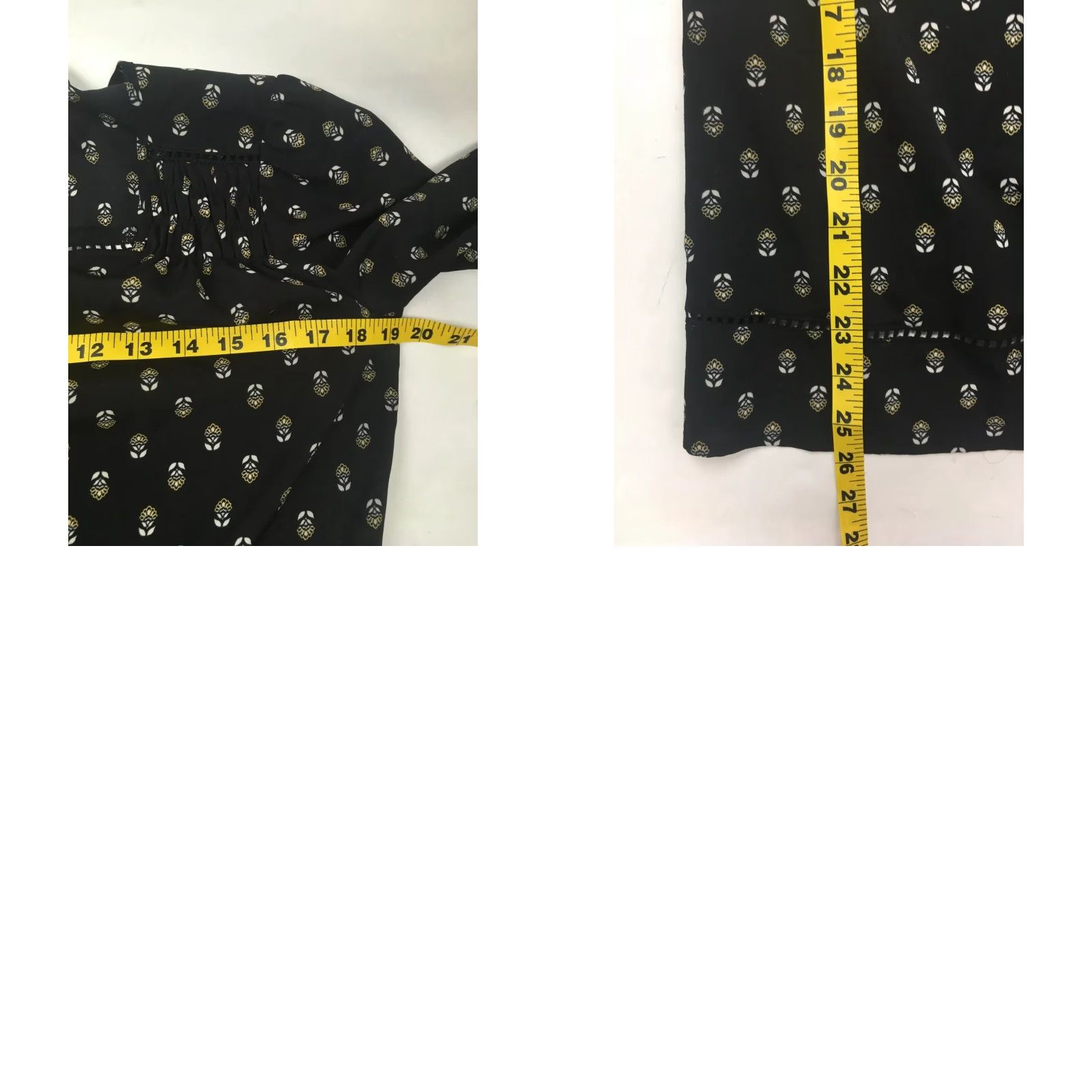 Vera Wang Vera Wang Princess Shirt Womens Small Black Sheer Floral 3/4 Sleeve Peasant Tie V-Neck Blouse Size S / US 4 / IT 40 - 8 Thumbnail