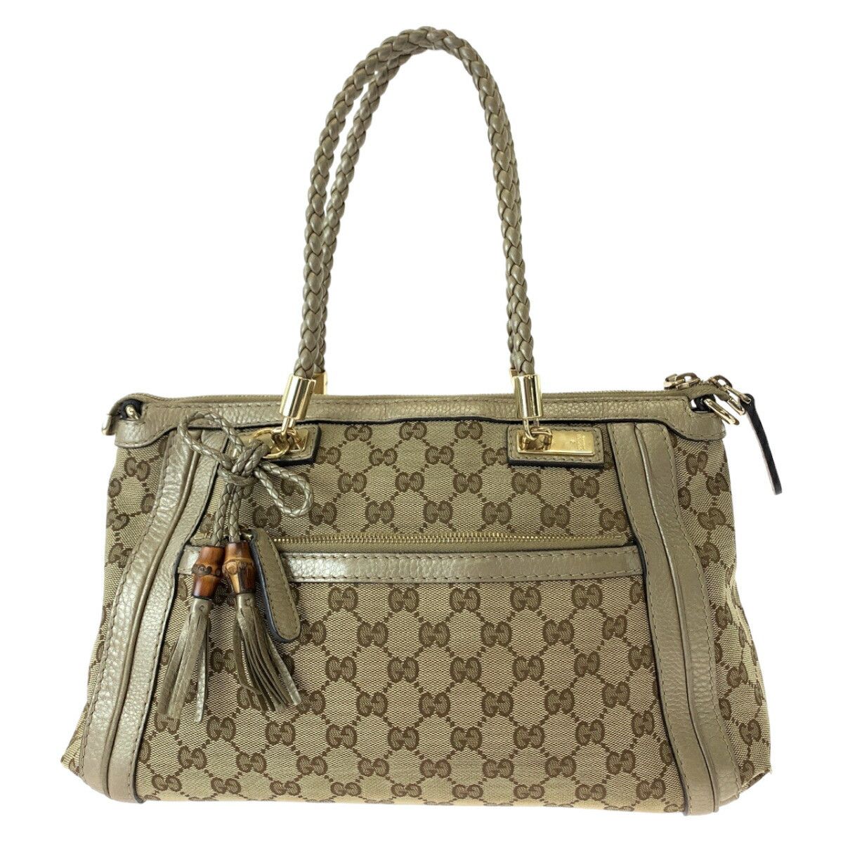 Gucci Gucci Gucci Bella Bamboo Ribbon Tassel Tote Bag Canvas Tote Bag 282300 in Very Good Condition Size ONE SIZE - 1 Thumbnail