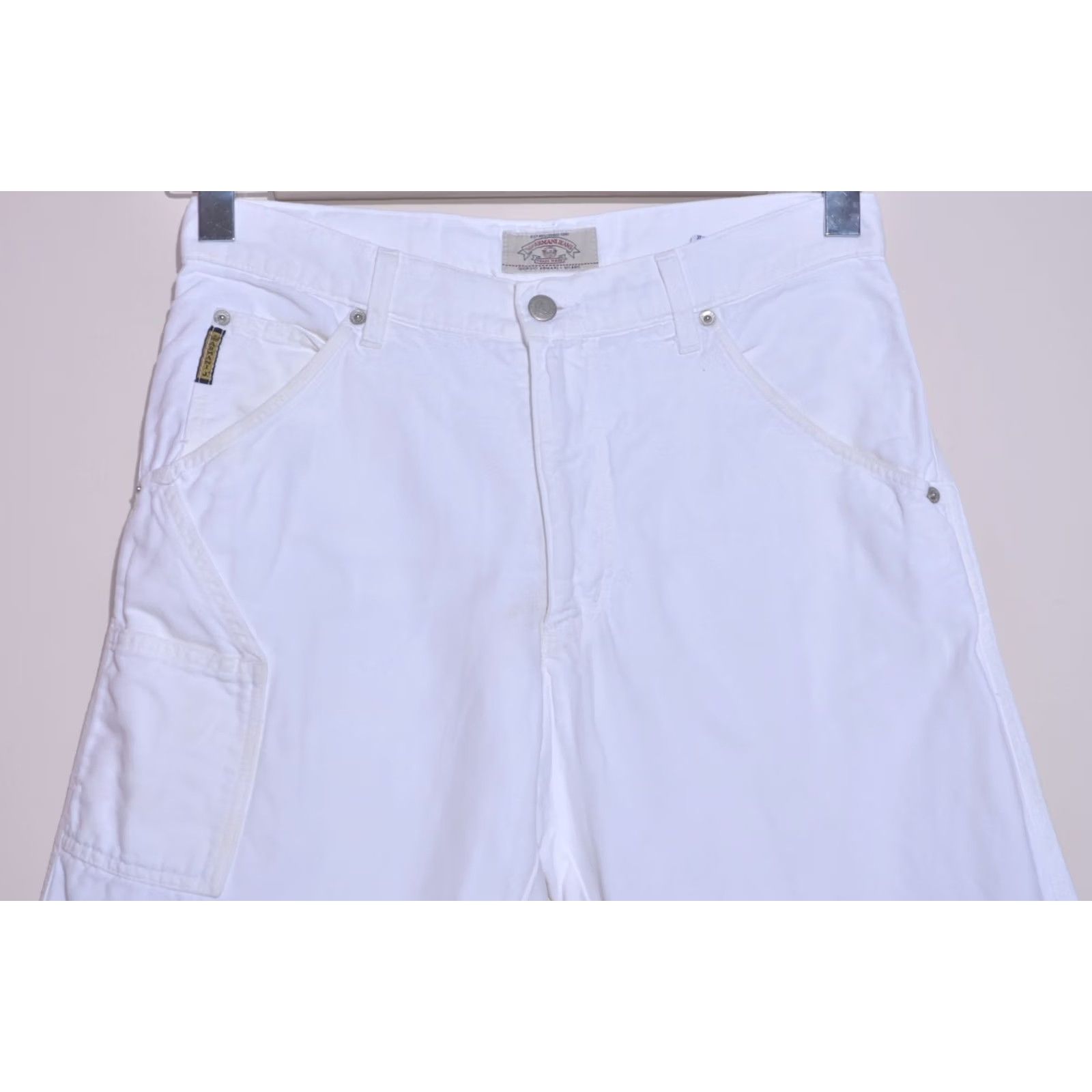 Vintage Armani Jeans White Linen Blend Carpenter Jeans IT46 W30 Mens Regular 30 White Linen Blend Carpenter Jeans Size US 30 / EU 46 - 2 Thumbnail