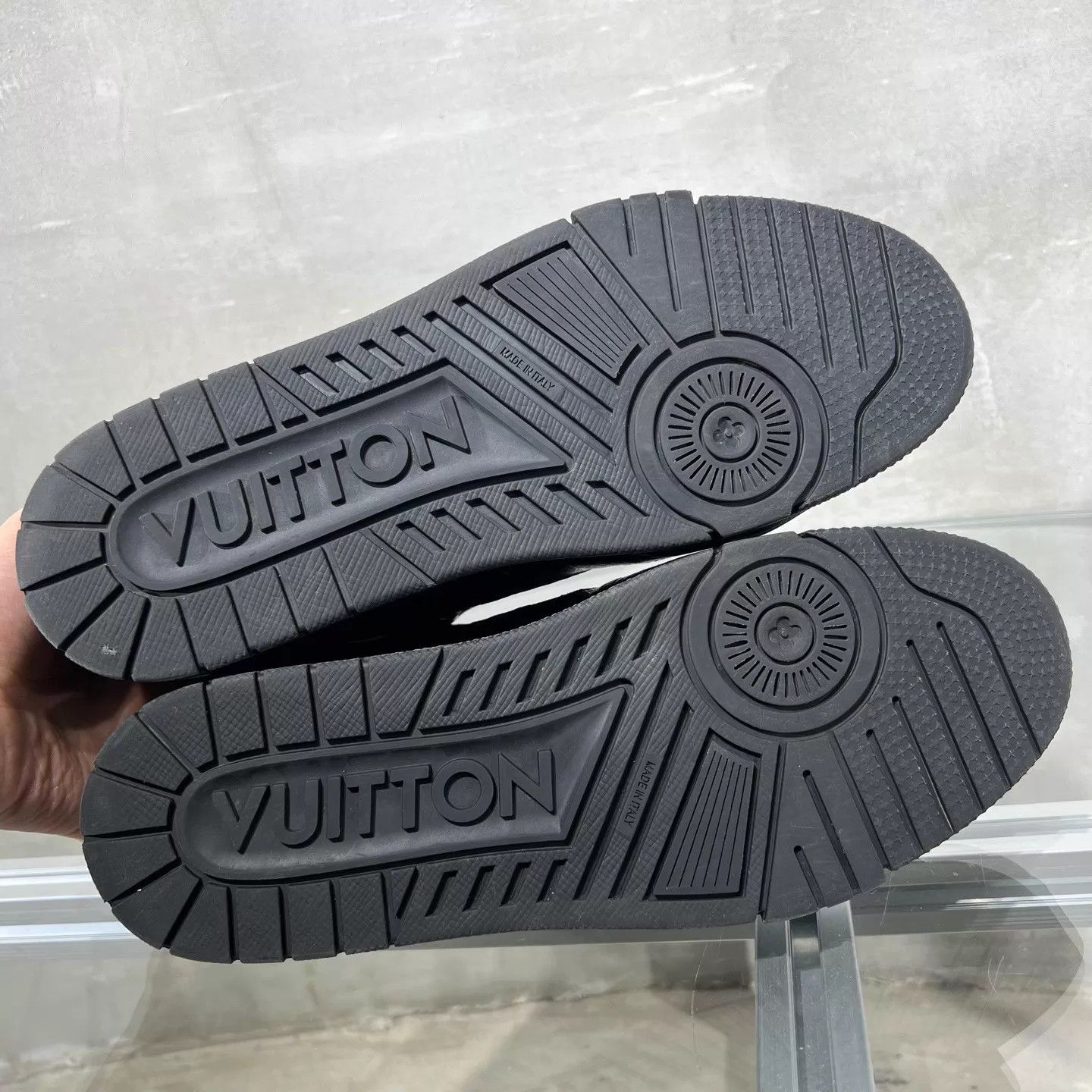 Louis Vuitton LV Trainer Black Embossed Print UK8/42 EU Original Box Size US 9 / EU 42 - 7 Thumbnail