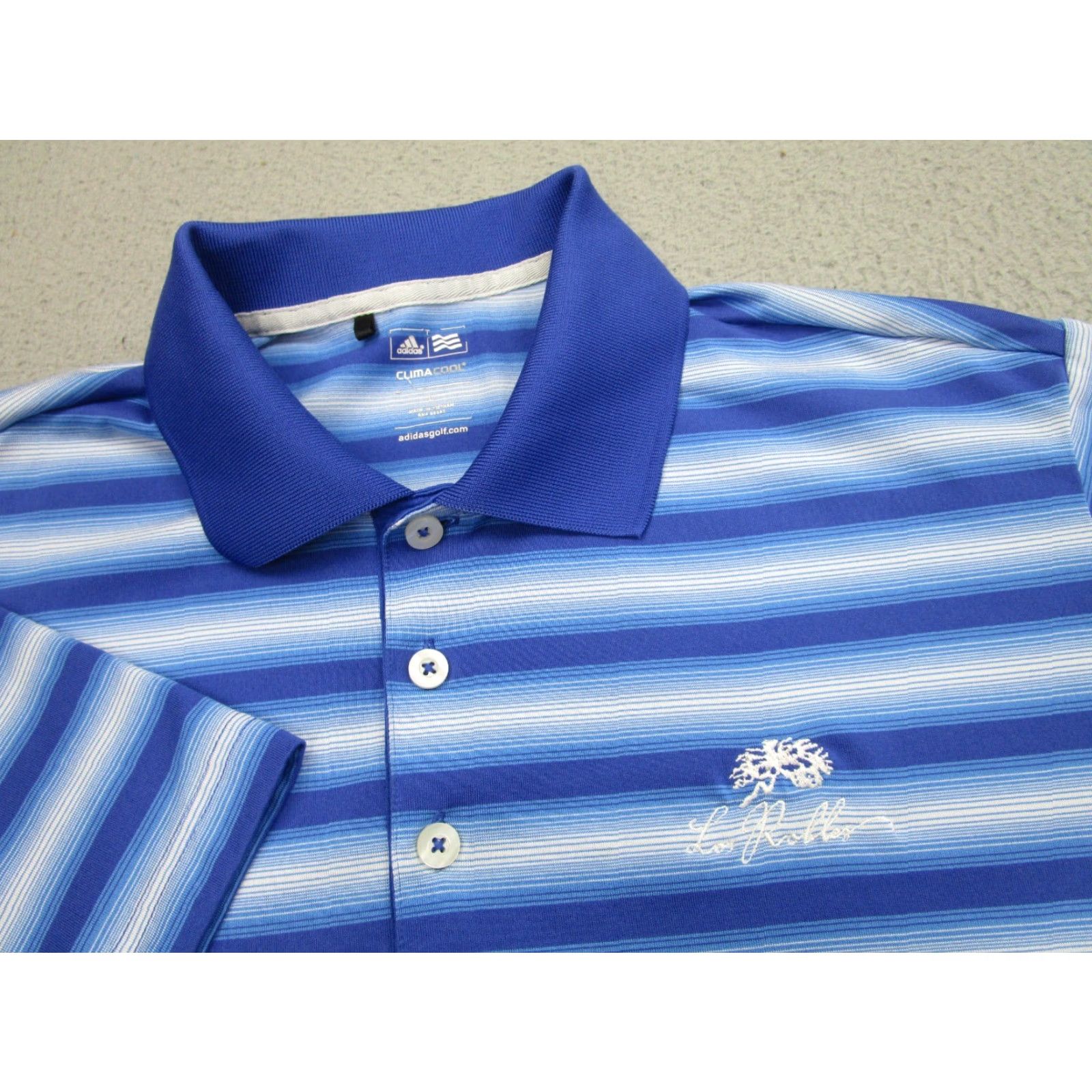 Adidas Adidas Golf Polo Shirt Mens Large Blue Striped Polo Los Robles Golf Tennis Performance Size US L / EU 52-54 / 3 - 3 Thumbnail