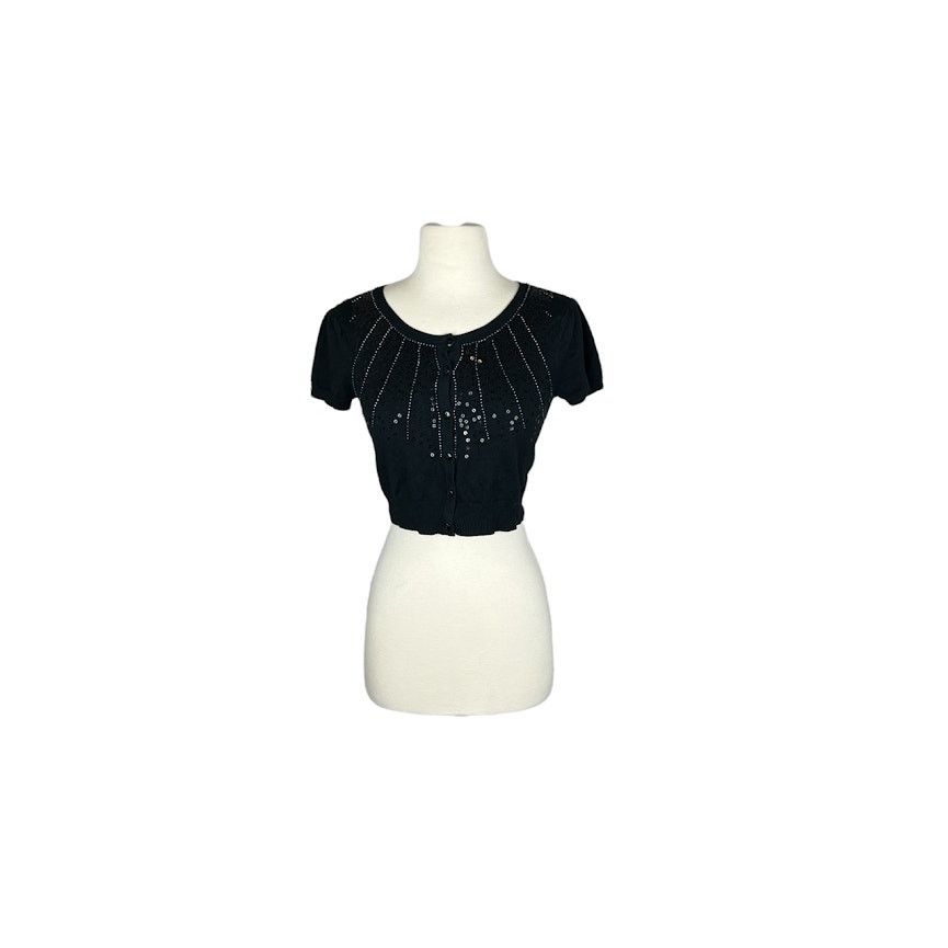 Vintage Delia | Sequined Beaded Shrug | Small Y2K Size S / US 4 / IT 40 - 1 Thumbnail