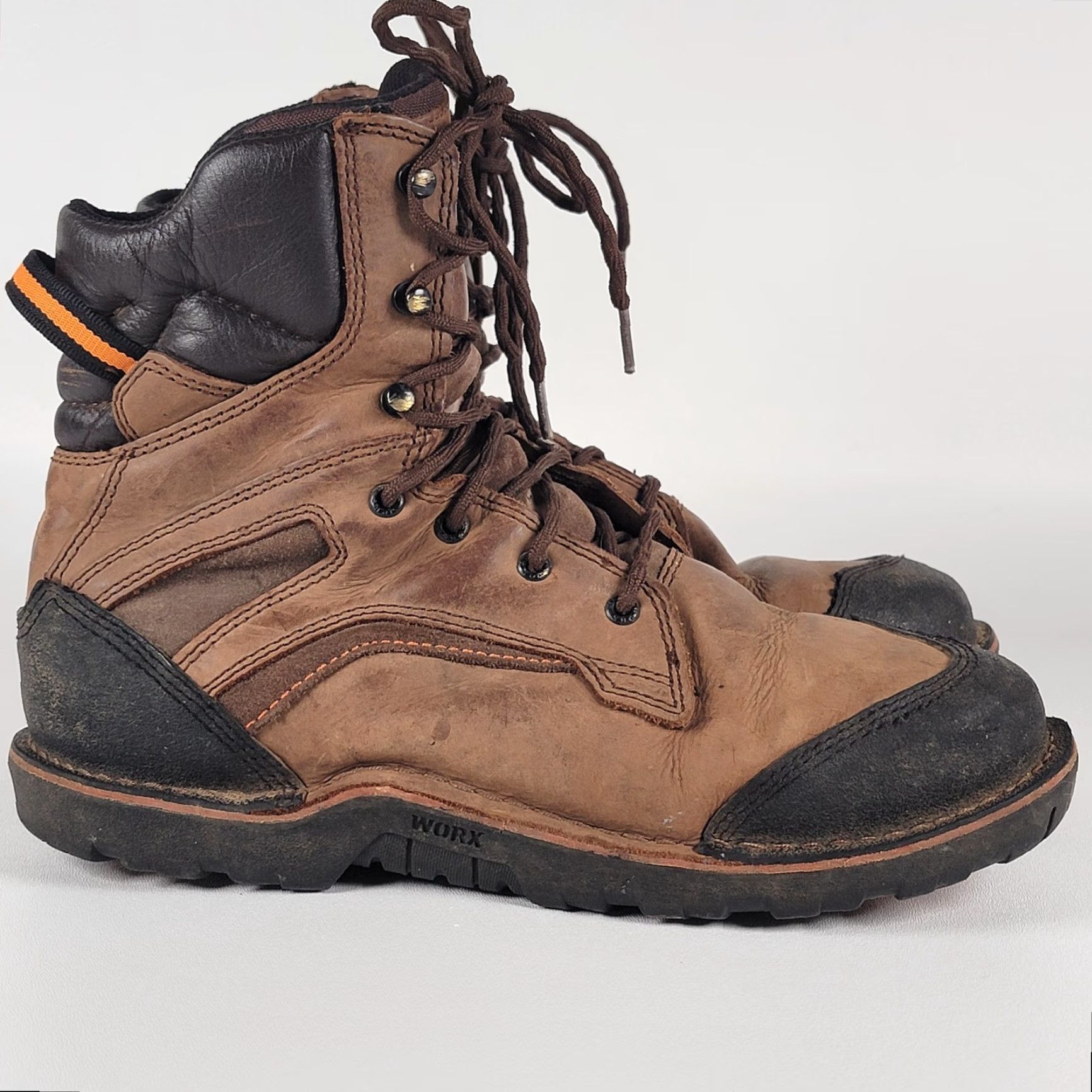 Vintage WORX Talus 6” Steel Toe Work Boots Brown 11WW/44.5 Men Boots Leather Slip Resistant Combat Size US 11 / EU 44 - 2 Thumbnail