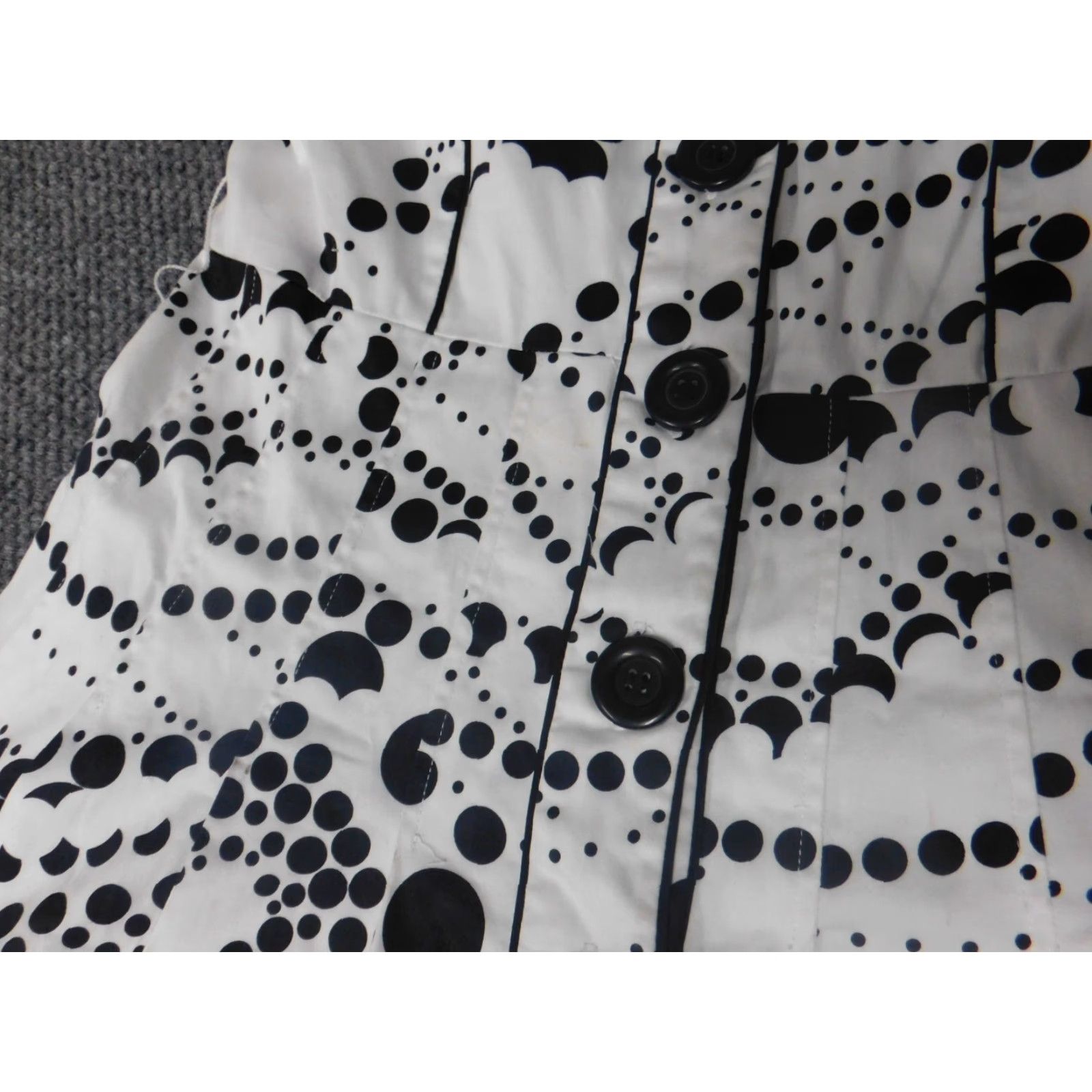 Vintage Spense Womens Dress A-Line Midi Button Down 8 White Knit Cotton Puff Sleeve Mock Neck Lined Casual Size M / US 6-8 / IT 42-44 - 4 Thumbnail