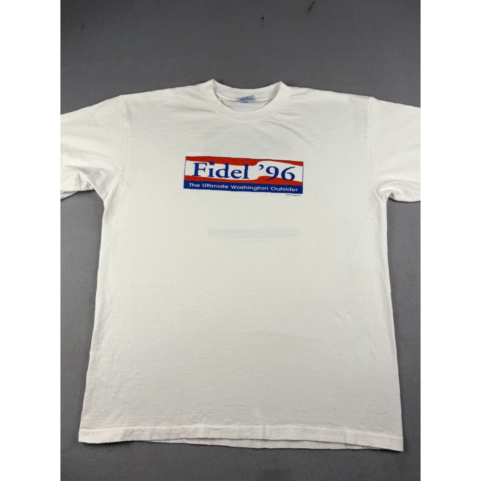 Vintage VINTAGE Fidel Castro For President Shirt XL White 90s T-Shirt Men Short Sleeve Cotton Round Neck Size US XL / EU 56 / 4 - 2 Thumbnail