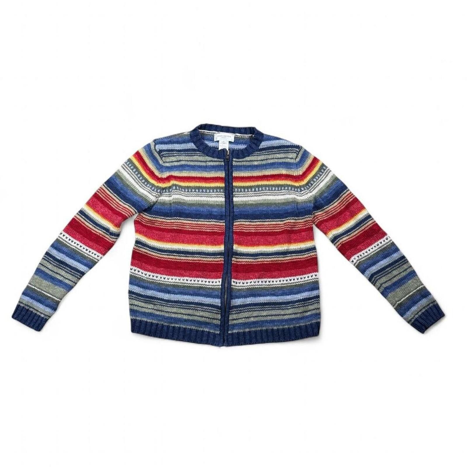 Jones New York Vintage Y2K Jones New York Sport striped zip up sweater Size S / US 4 / IT 40 - 1 Thumbnail