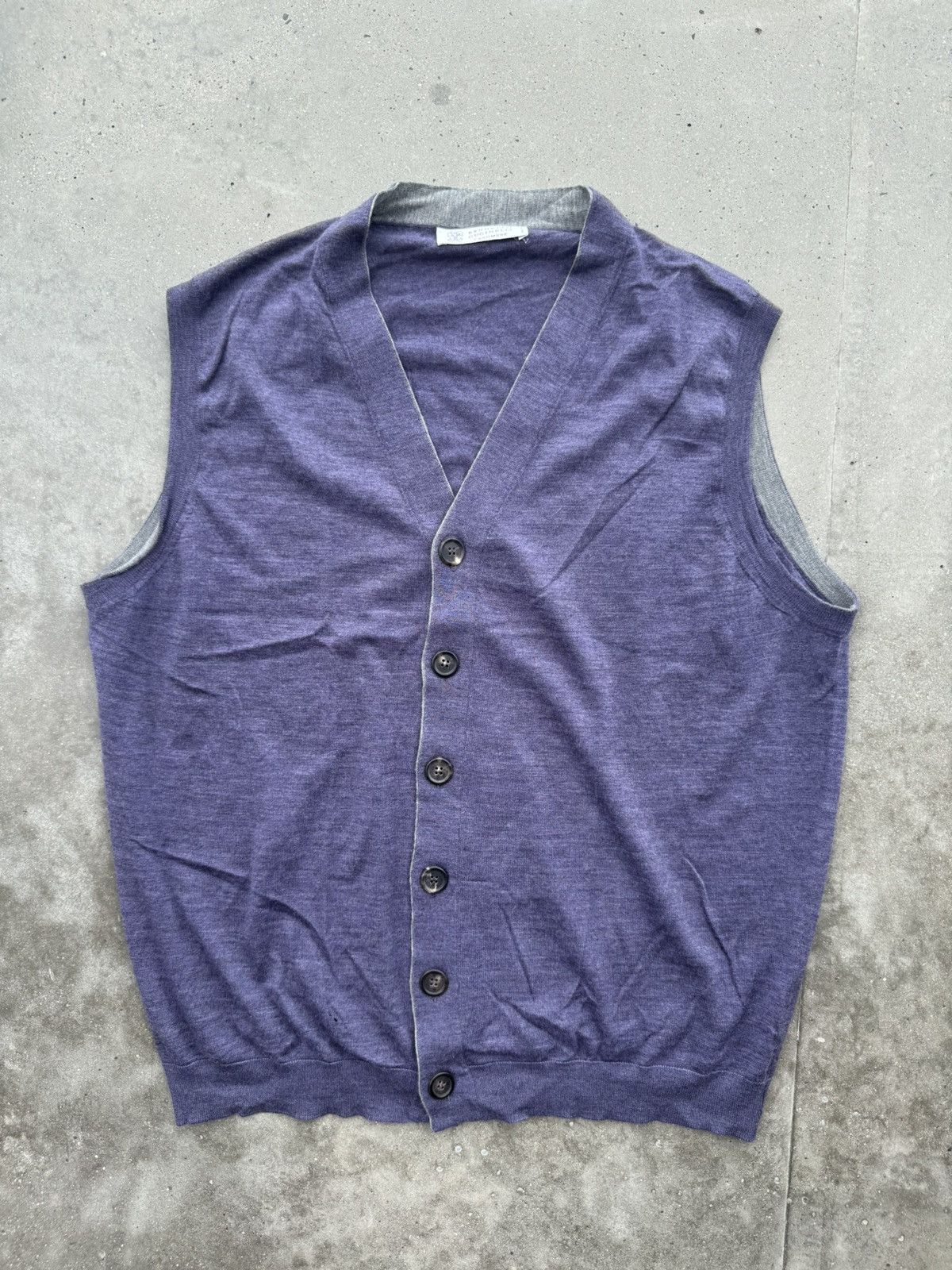 Brunello Cucinelli × Designer Brunello Cucinelli Cashmere Wool jumper knit Vest Size US L / EU 52-54 / 3 - 1 Thumbnail