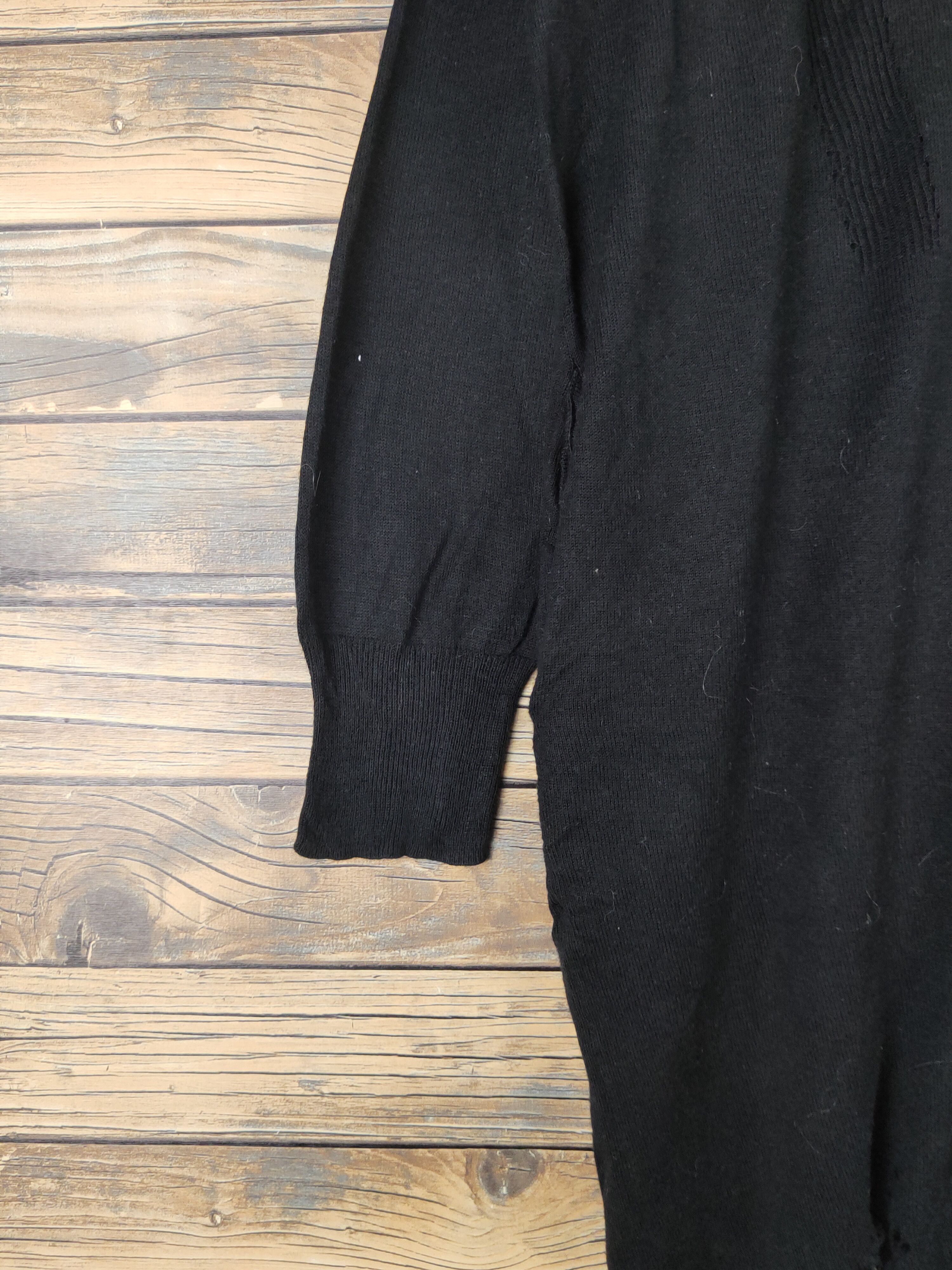 GU × Homespun Knitwear GU Black Knitwear ripped vintage Cardigan #W1517 Size M / US 6-8 / IT 42-44 - 5 Thumbnail