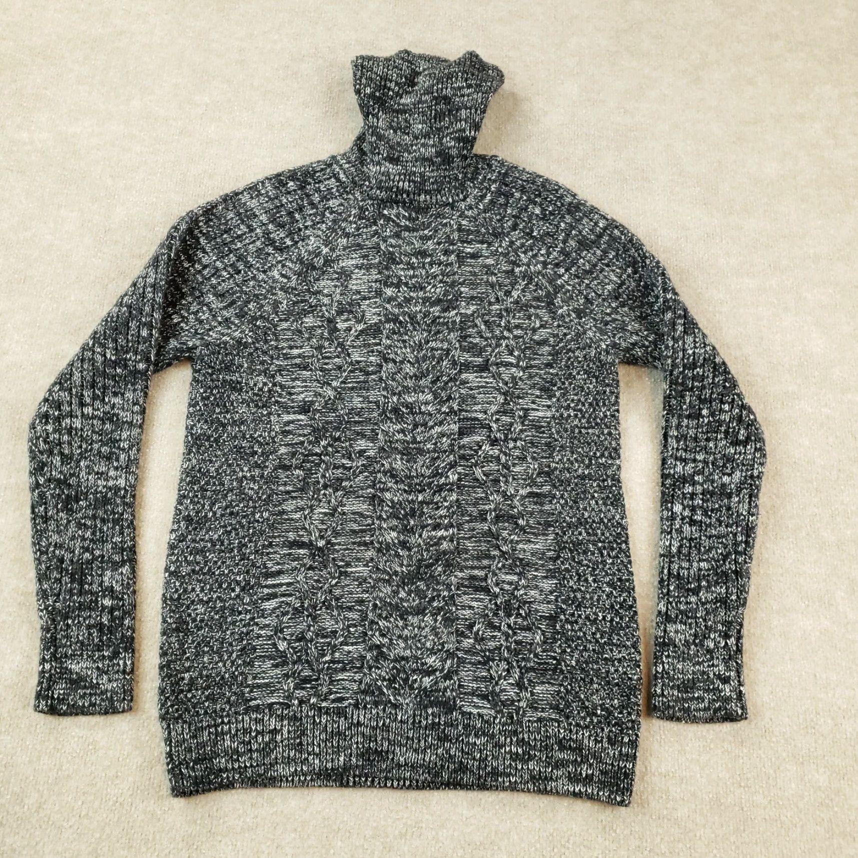 Express Womens Sweater Express Medium Black Gray Turtleneck Long Sleeve Casual Knit Size M / US 6-8 / IT 42-44 - 7 Thumbnail