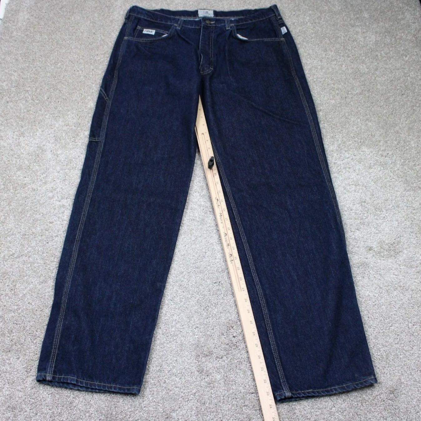 Vintage Tyndale FR Jeans Mens 35x34 Blue 5-Pocket Flame-Resistant Denim Workwear Jeans FRMC FLF 800 Flame Resistant Workwear Size US 35 - 3 Thumbnail