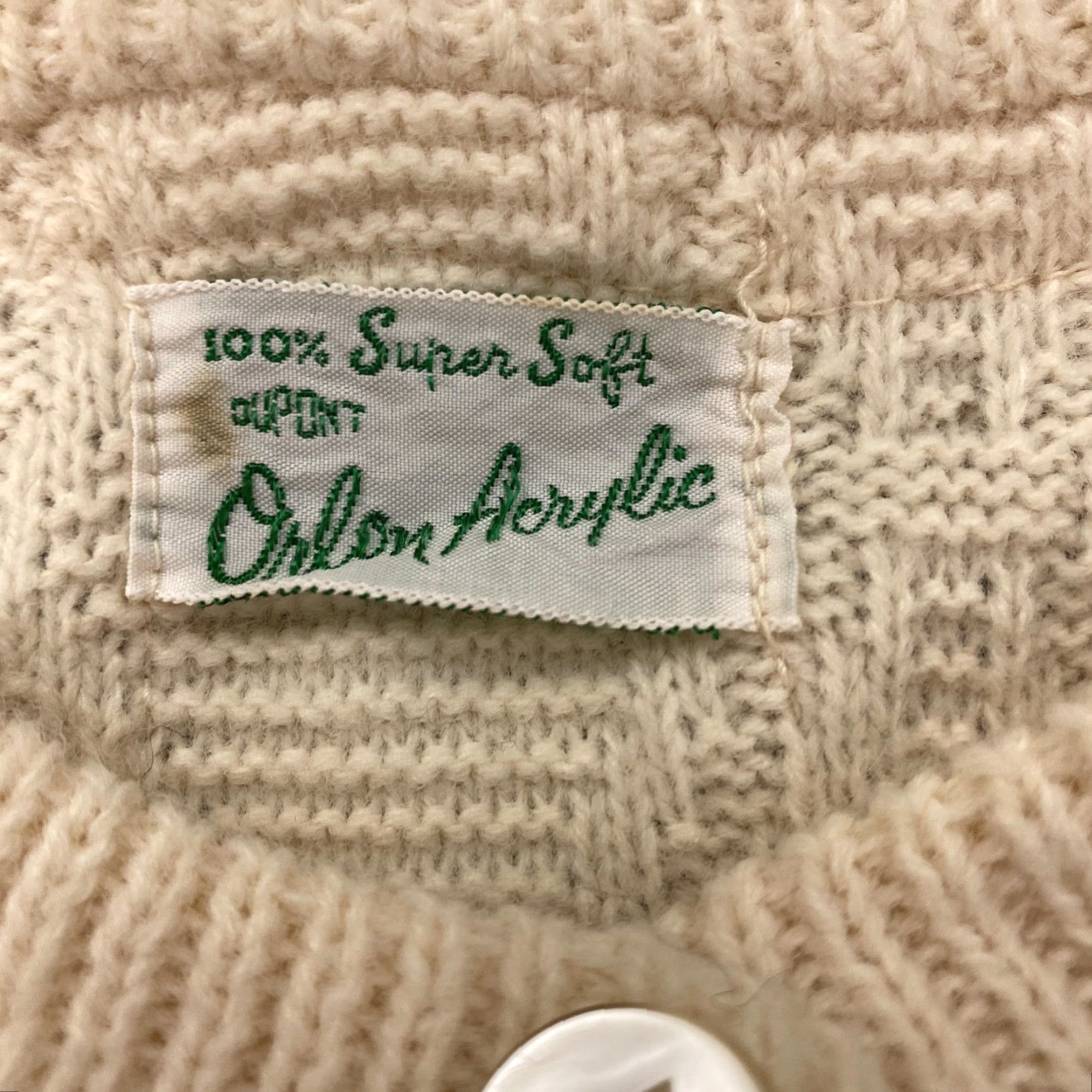 Vintage VINTAGE Orlon Acrylic Sweater Cardigan Womens Medium Cream Diamond Knit 60s Button Front Womens Medium Cream Diamond Knit 60s Size S / US 4 / IT 40 - 3 Thumbnail