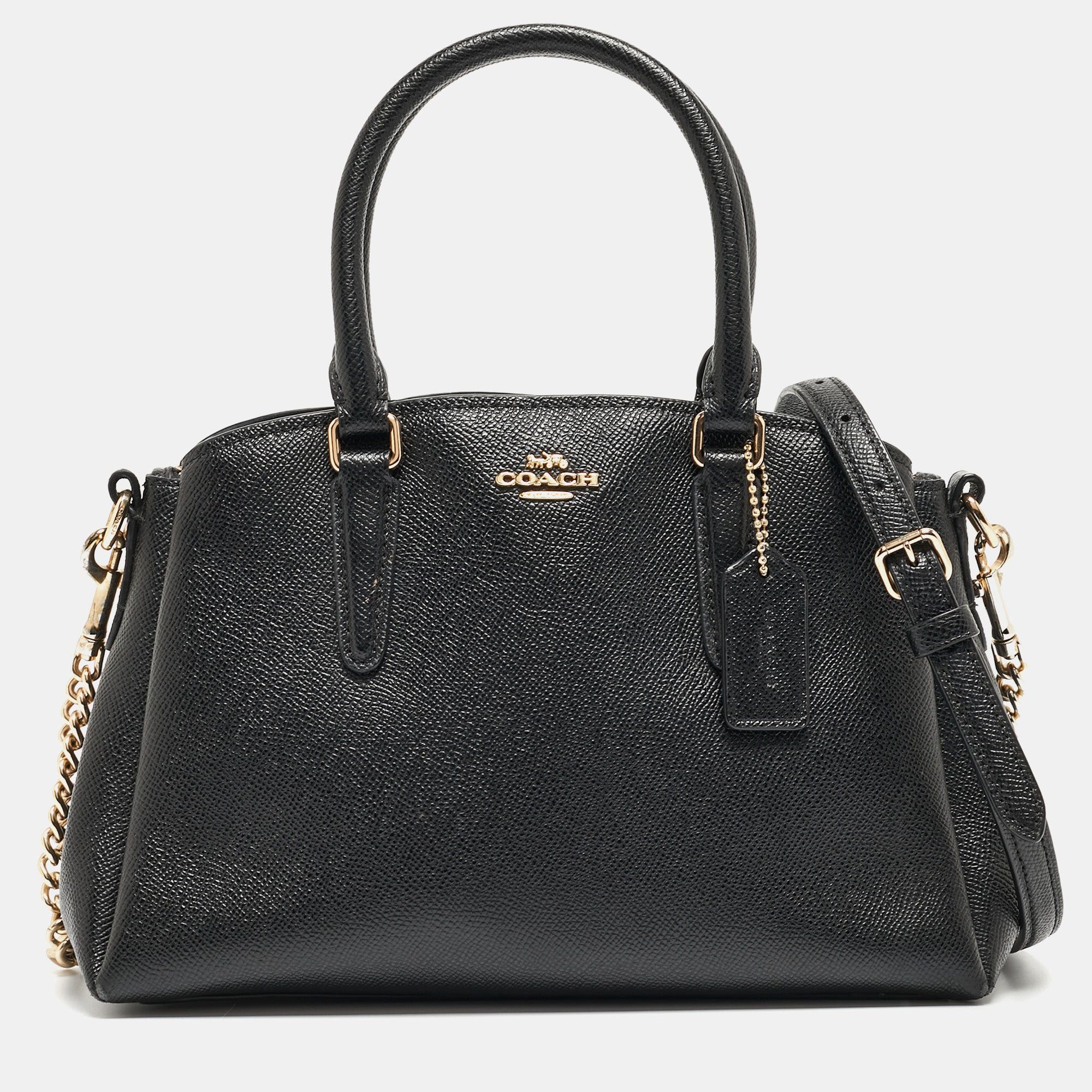 image of Coach Black Leather Mini Sage Carryall Satchel, Women's
