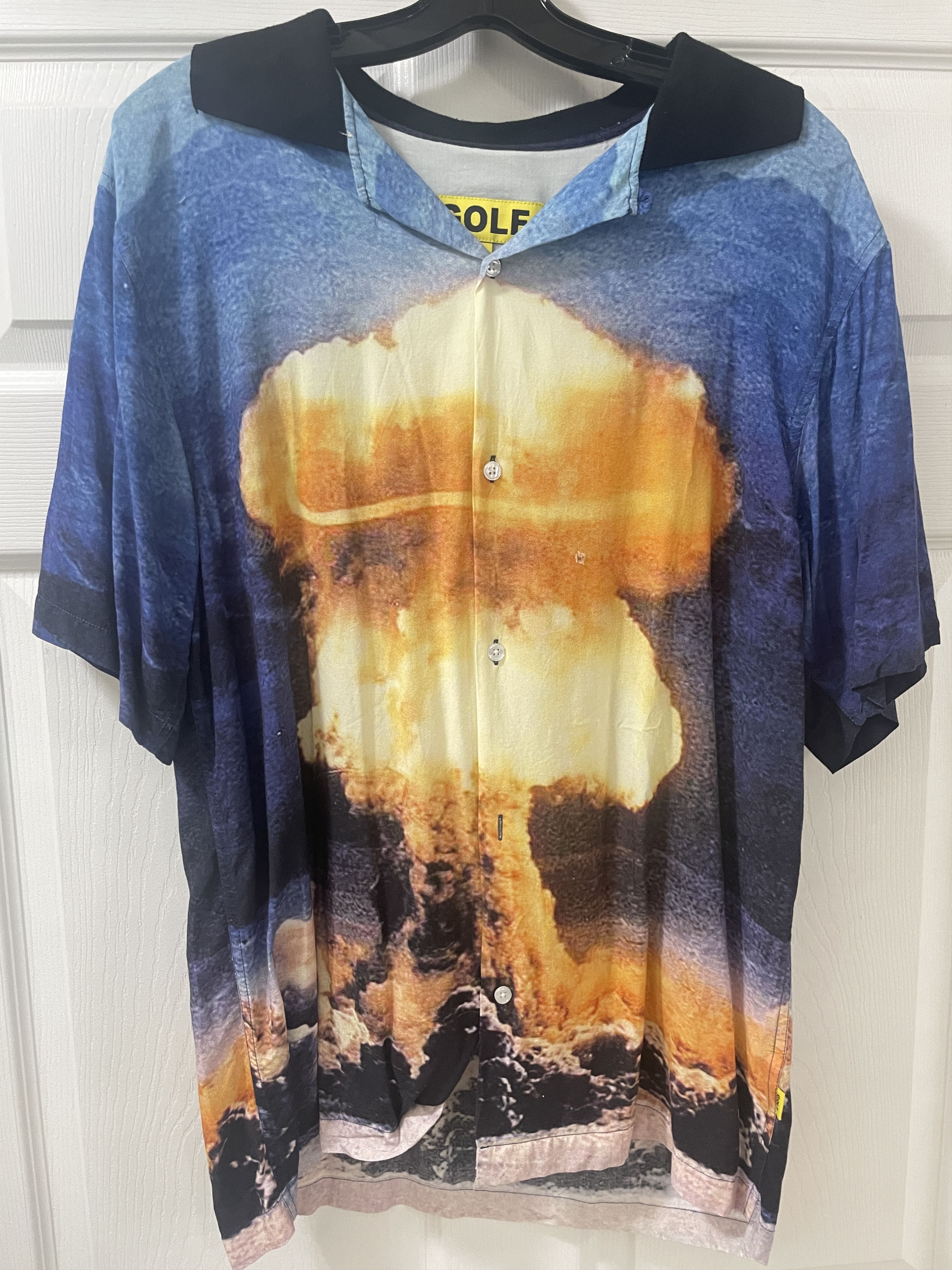 image of Golf Le Fleur x Golf Wang Golfwang Nuke Explosion Button Up Shirt in Blue, Men's (Size Large)