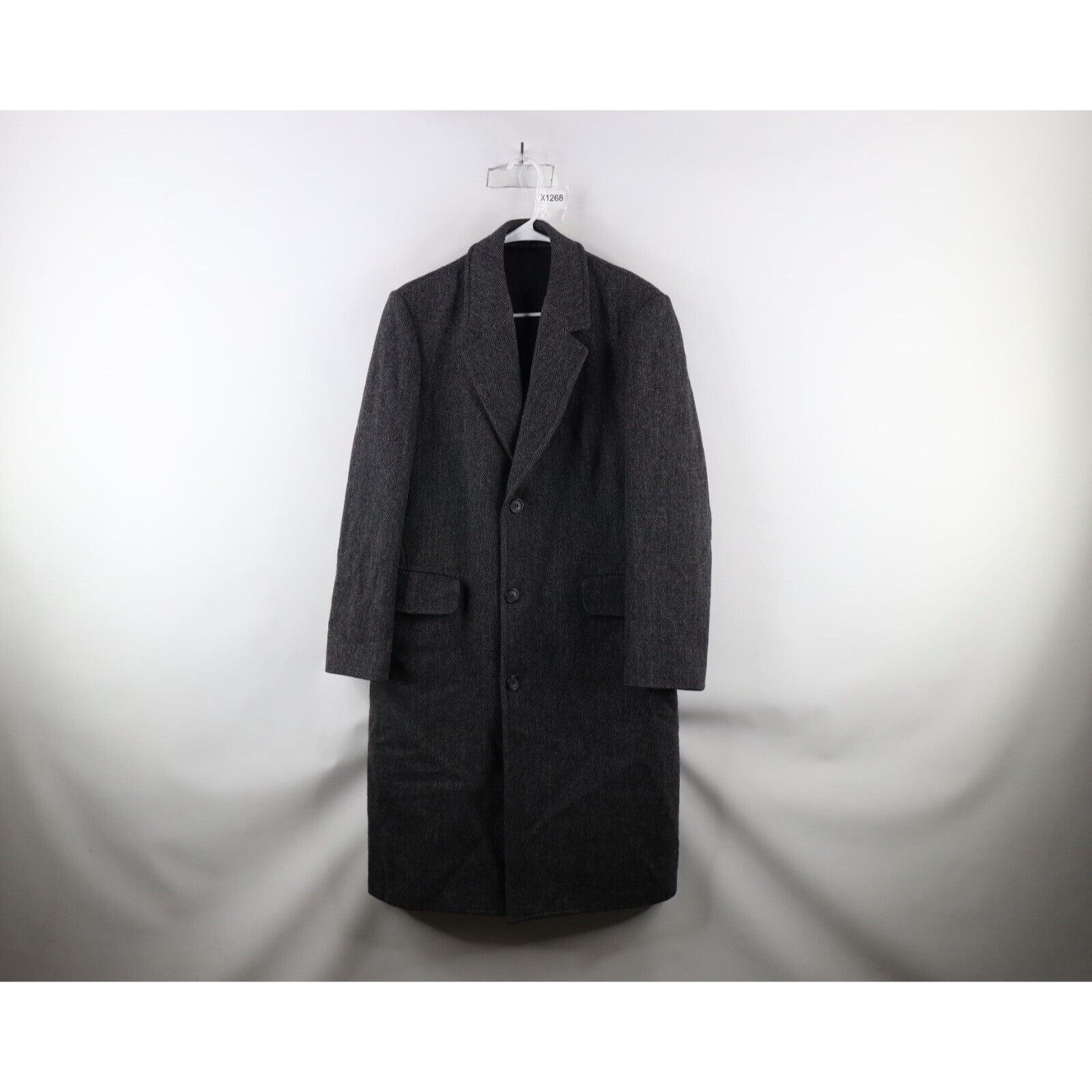 Vintage Vintage 70s Streetwear Herringbone Wool Trench Coat Overcoat Size US M / EU 48-50 / 2 - 1 Thumbnail