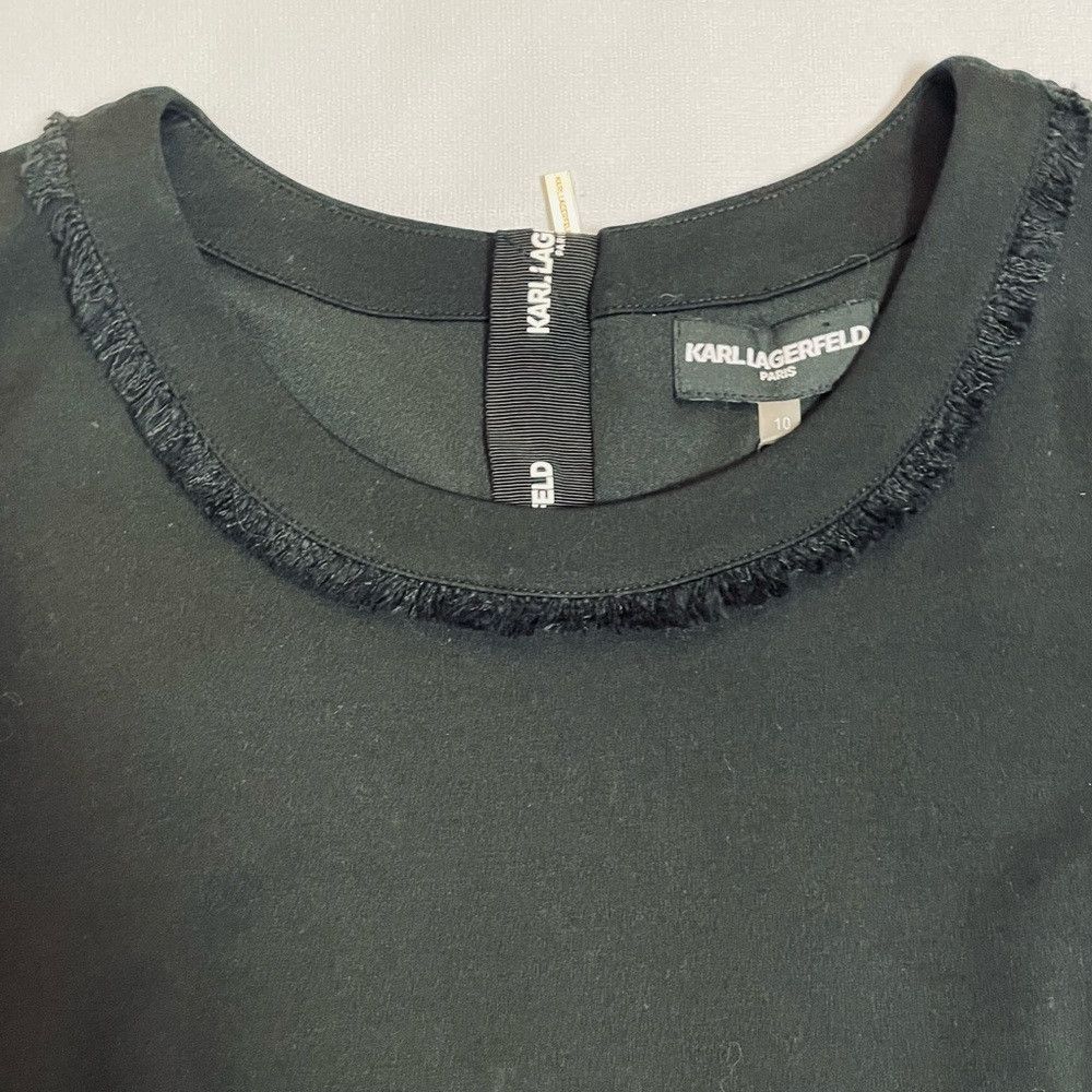 Karl Lagerfeld NWT New $150 Karl Lagerfeld Black Tweed Sheath Short Sleeve Size L / US 10 / IT 46 - 8 Thumbnail