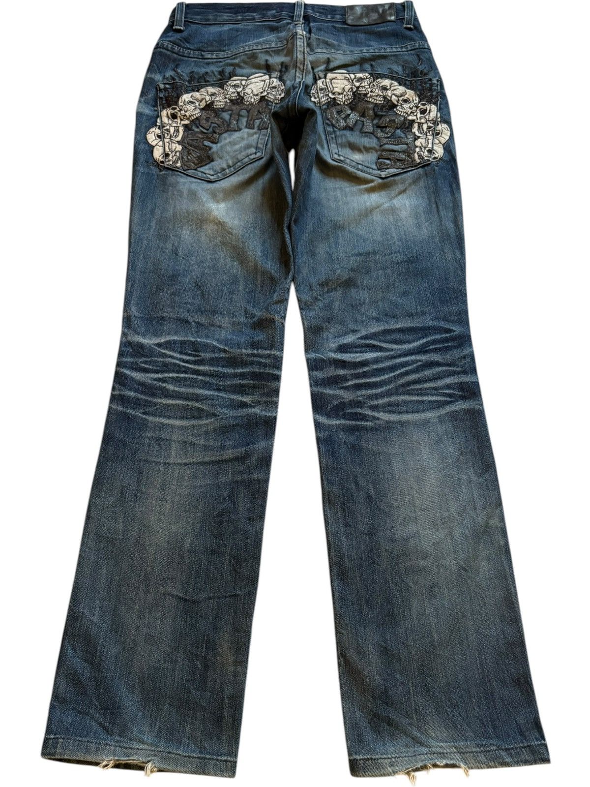 Japanese Brand × Seditionaries Vintage Japanese Brand Mud Wash Skull Embroidered Jeans Size US 31 - 2 Thumbnail