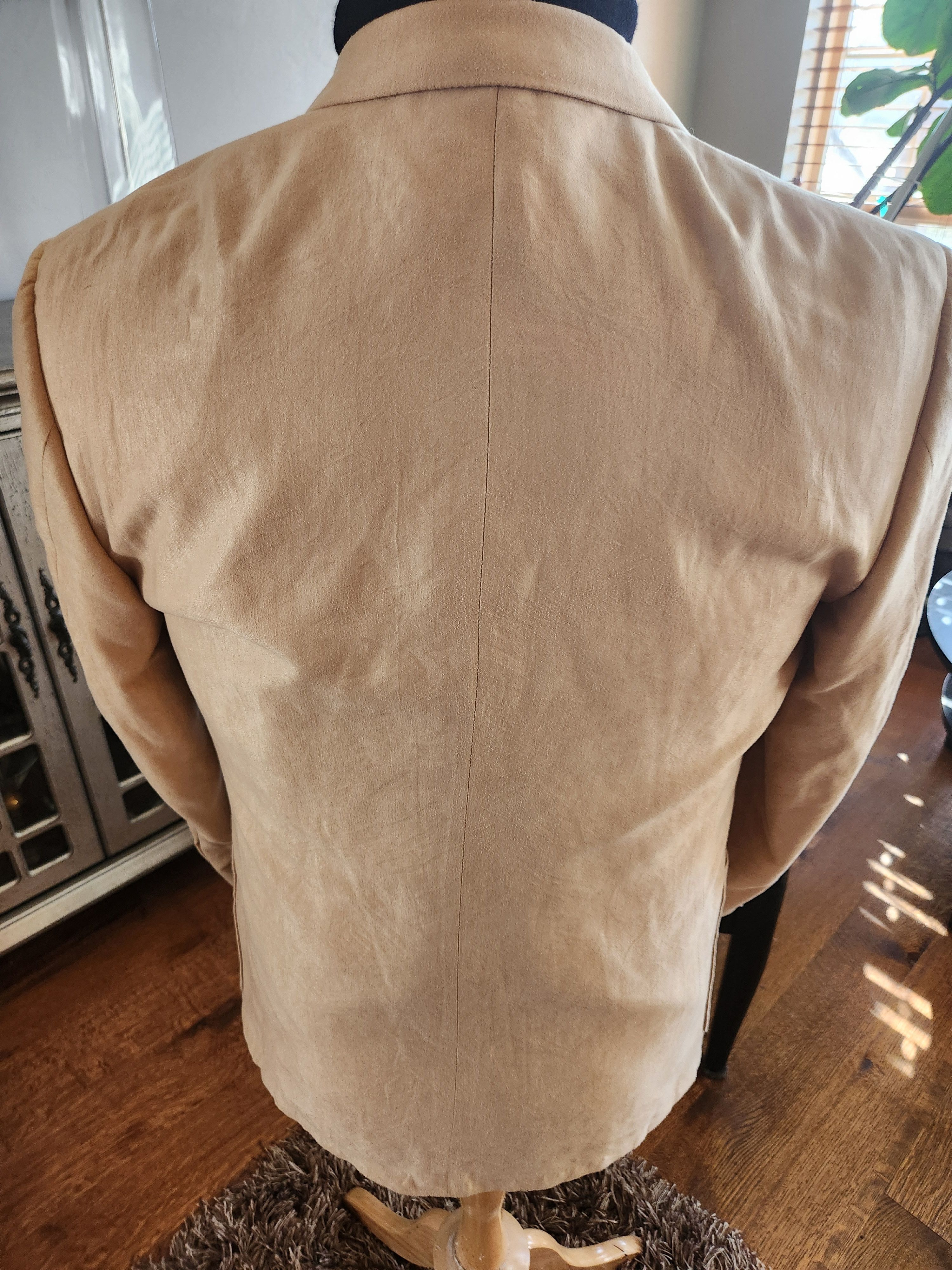 Other Custom Made Vintage 90's Men's Gold Ultra Suede Blazer Size 40R - 2 Thumbnail
