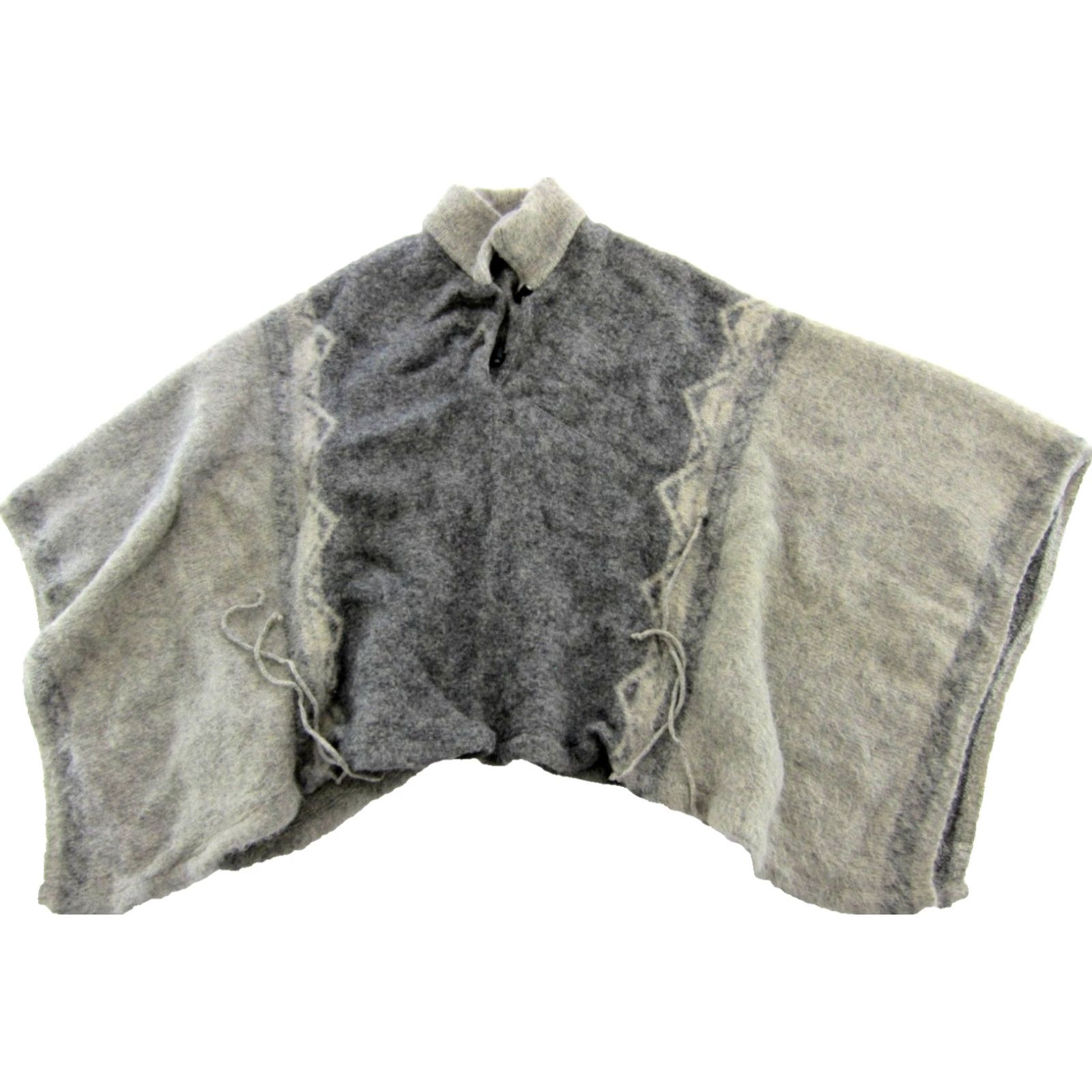 Vintage VINTAGE TUNDRA Poncho Wool 100% Scandinavian Virgin Wool OS One Size Gray Sweater Bohemian Classic Preppy Oversized Pullover Winter Fall Womens Size ONE SIZE - 2 Thumbnail