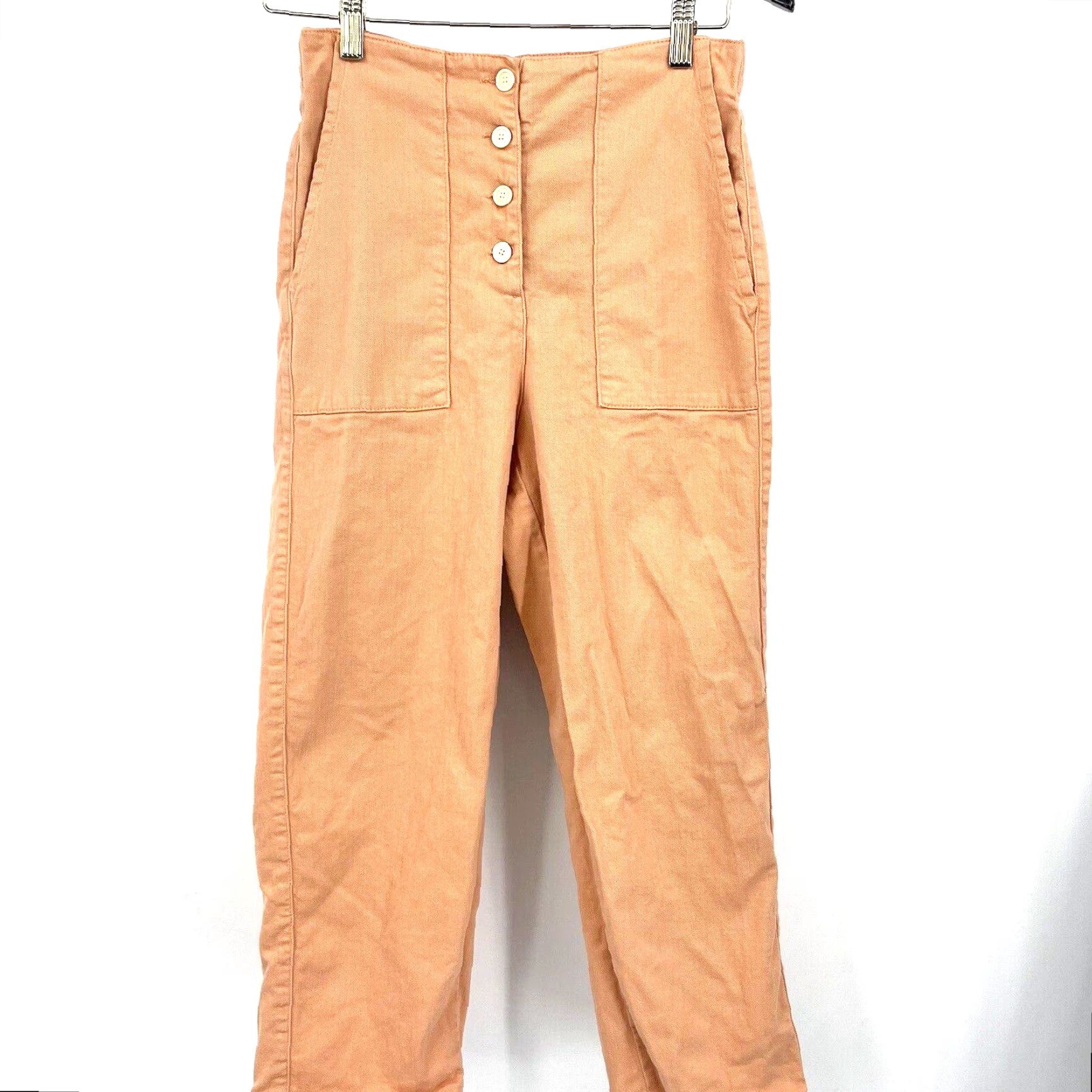 Vintage Rita Row Pants Womens Small High Rise Cropped Pocket Button Pink Peach Vintage: No? Size 28" / US 6 / IT 42 - 2 Thumbnail