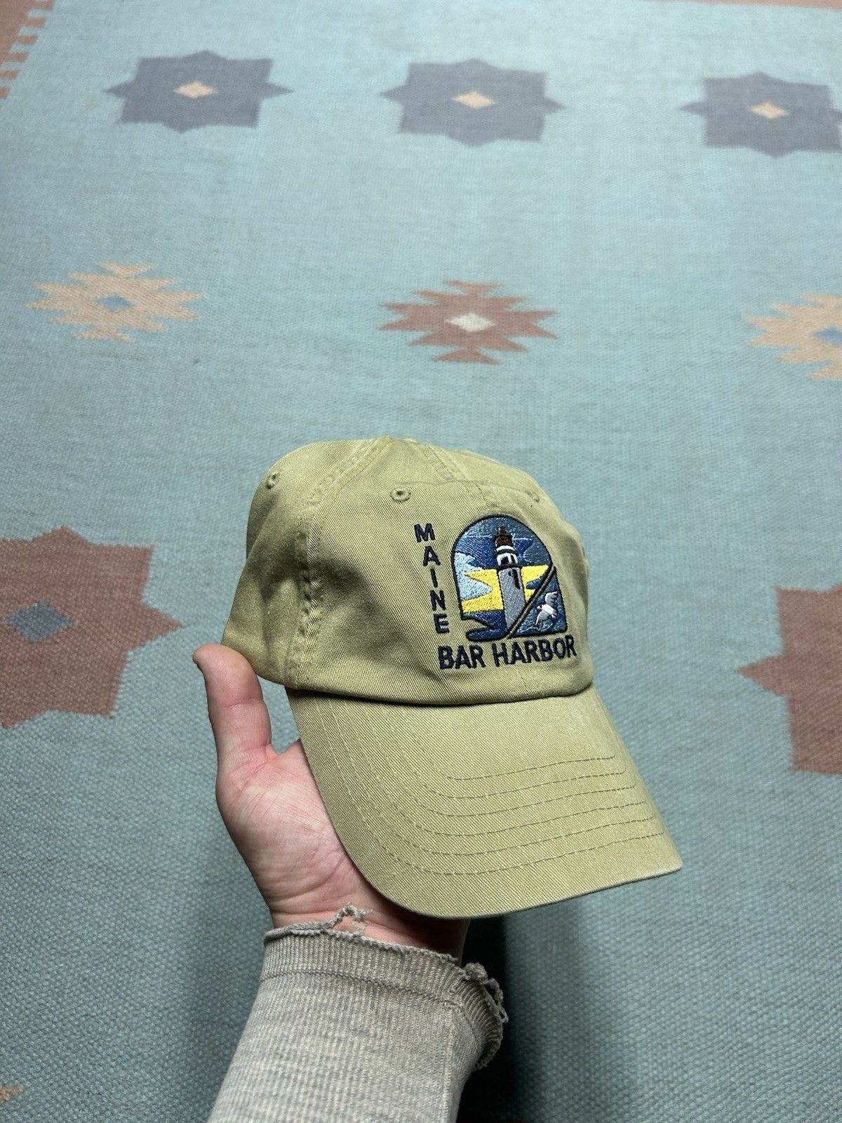 Vintage Vtg strapback hat bar harbor Maine lighthouse embroidered Size ONE SIZE - 1 Thumbnail