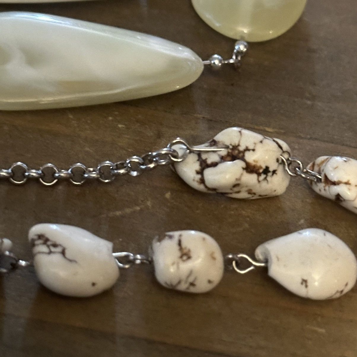 Other Long polished rock chain necklace and earrings set Size ONE SIZE - 3 Thumbnail
