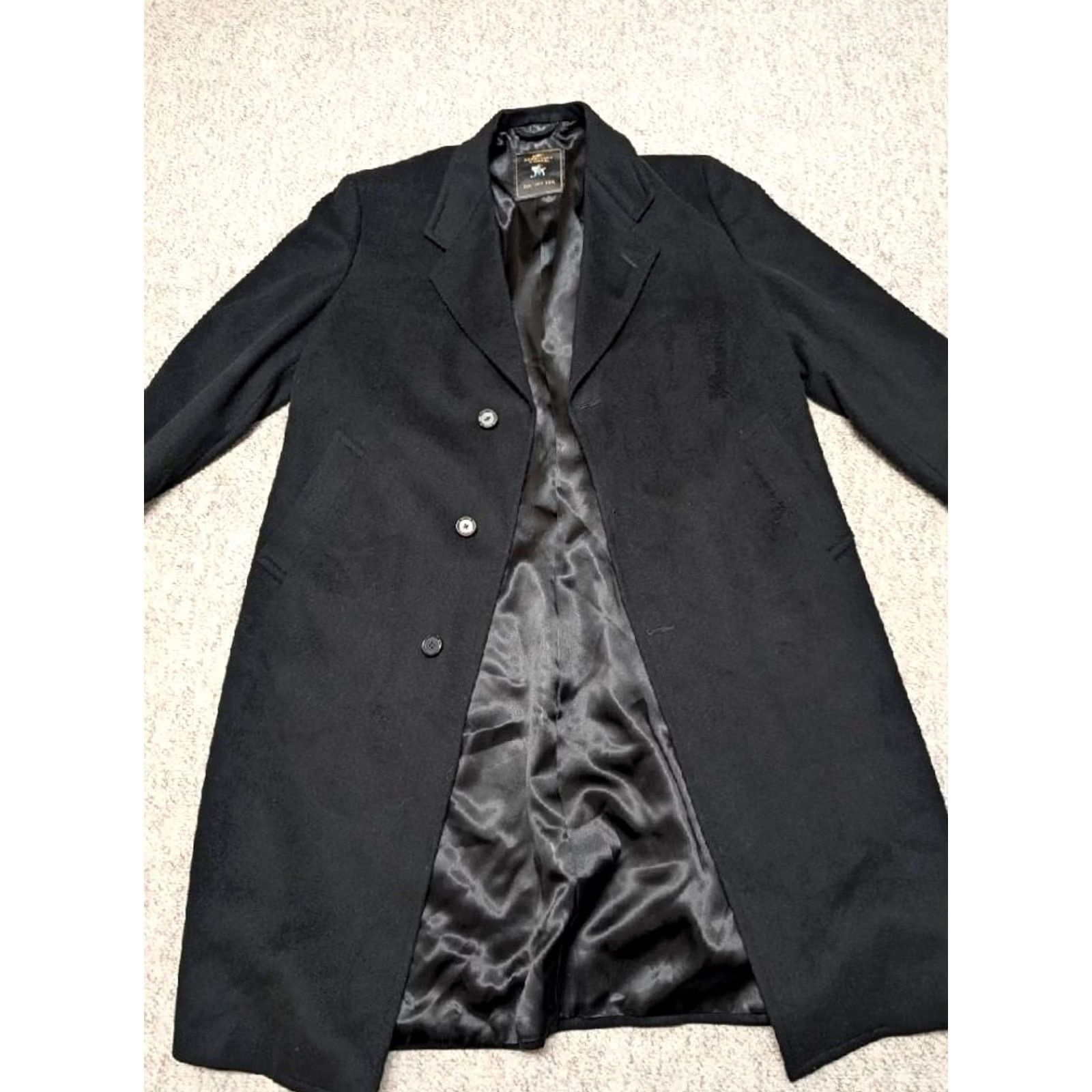 Hart Schaffner Marx VINTAGE Hart Schaffner Marx overcoat Men 2XL Wool Virgin Wool Black Coat 48 Long 1940s 50s 60s Mens Size US XXL / EU 58 / 5 - 6 Thumbnail
