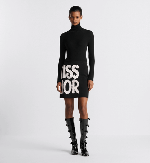 Dior o1w1db11225 454J05 Flared Mini Skirt in Black/White Size 27" / US 4 / IT 40 - 4 Thumbnail