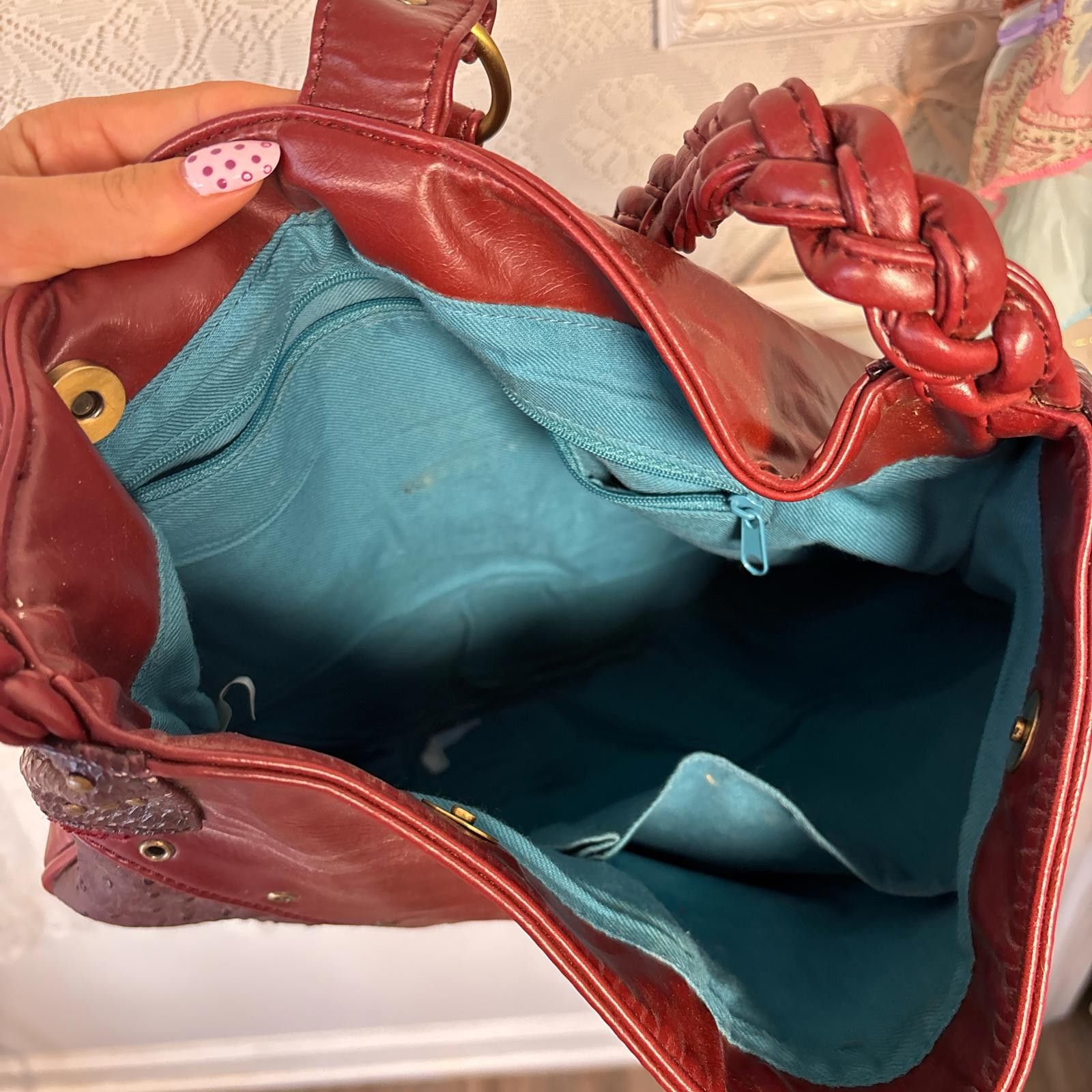 Other vintage red leather textured purse with tassels Size ONE SIZE - 5 Thumbnail