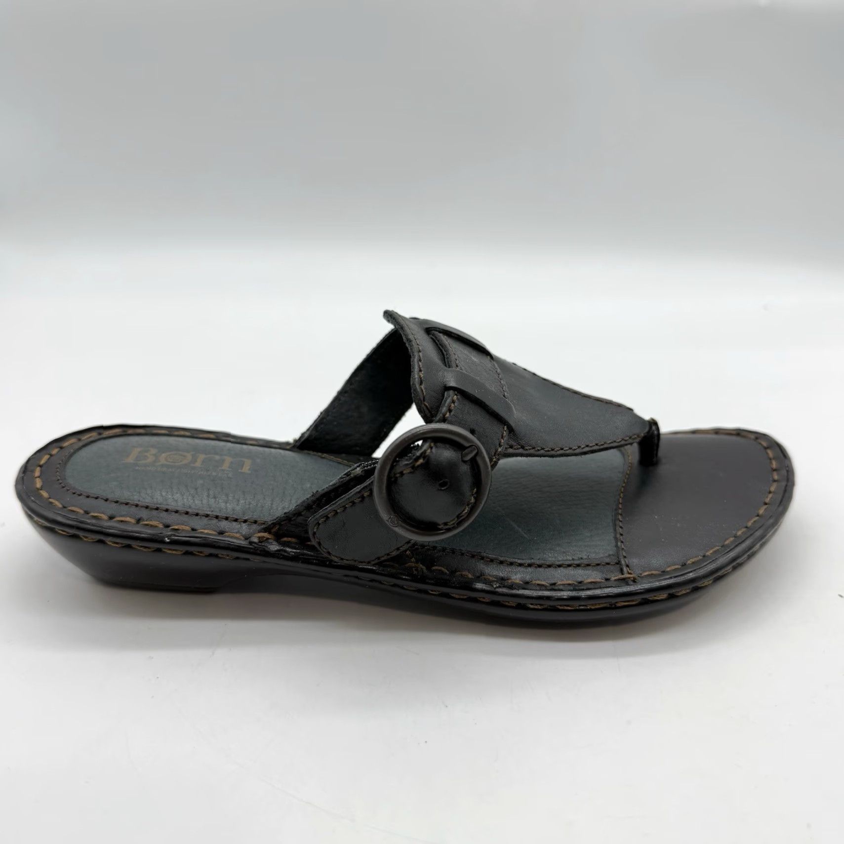 Born Børn W91972 CIC11 Strappy Leather Flip Flop Sandal Black 6 Women Adult Shoes XS Size US 6 / IT 36 - 3 Thumbnail