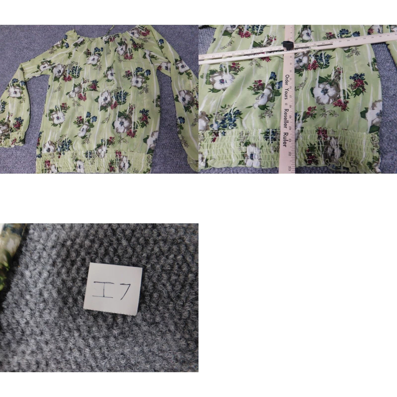 Vintage Studio Y Womens Blouse XL Green Floral Long Sleeve Collared Pullover Casual Regular Fabric Polyester Down Button Size XL / US 12-14 / IT 48-50 - 8 Thumbnail