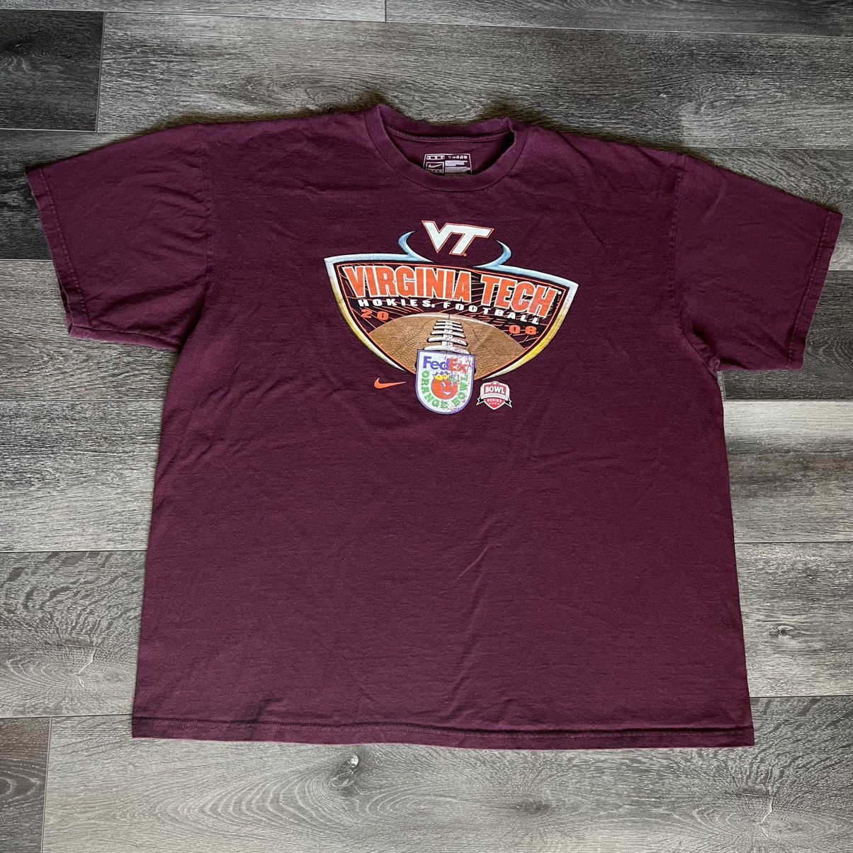 Nike Vintage 2008 Nike Virginia Tech Football Orange Bowl T Shirt Size US XL / EU 56 / 4 - 2 Thumbnail
