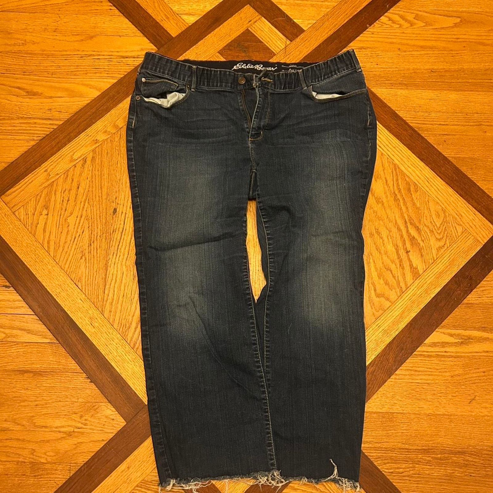 Eddie Bauer (XL) Eddie Bauer Curvy Bootcut Jeans with Distressed Cuffs Size 38" / US 16 / IT 52 - 2 Thumbnail