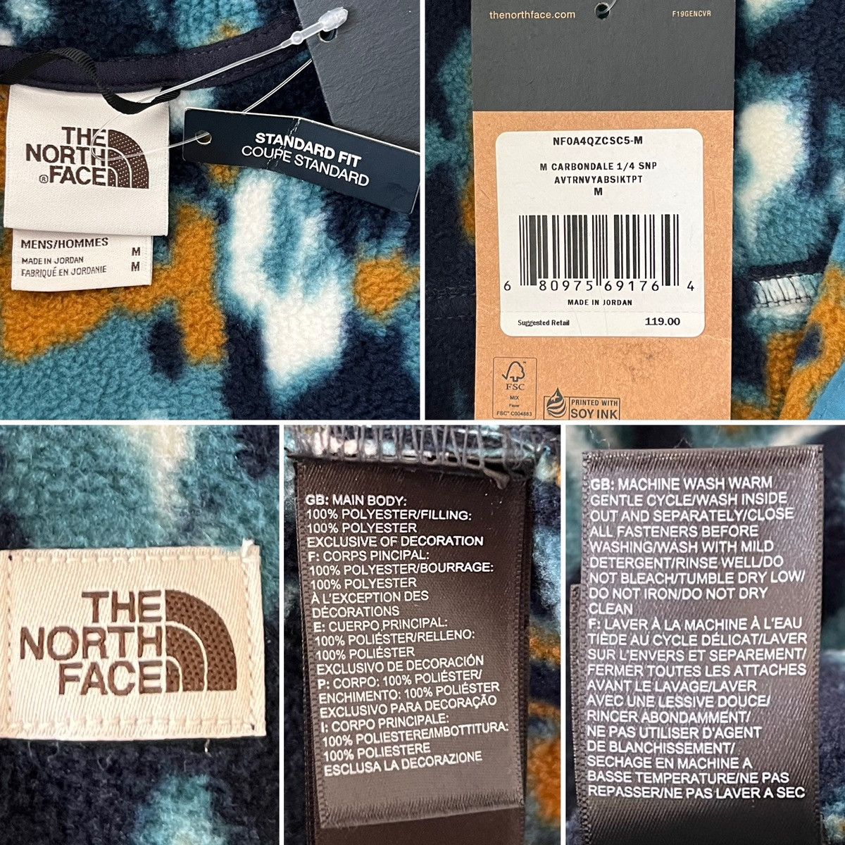 The North Face North Face 1/4 Snap Carbondale Fleece Hood, Camo Print, NWT Size US M / EU 48-50 / 2 - 13 Thumbnail