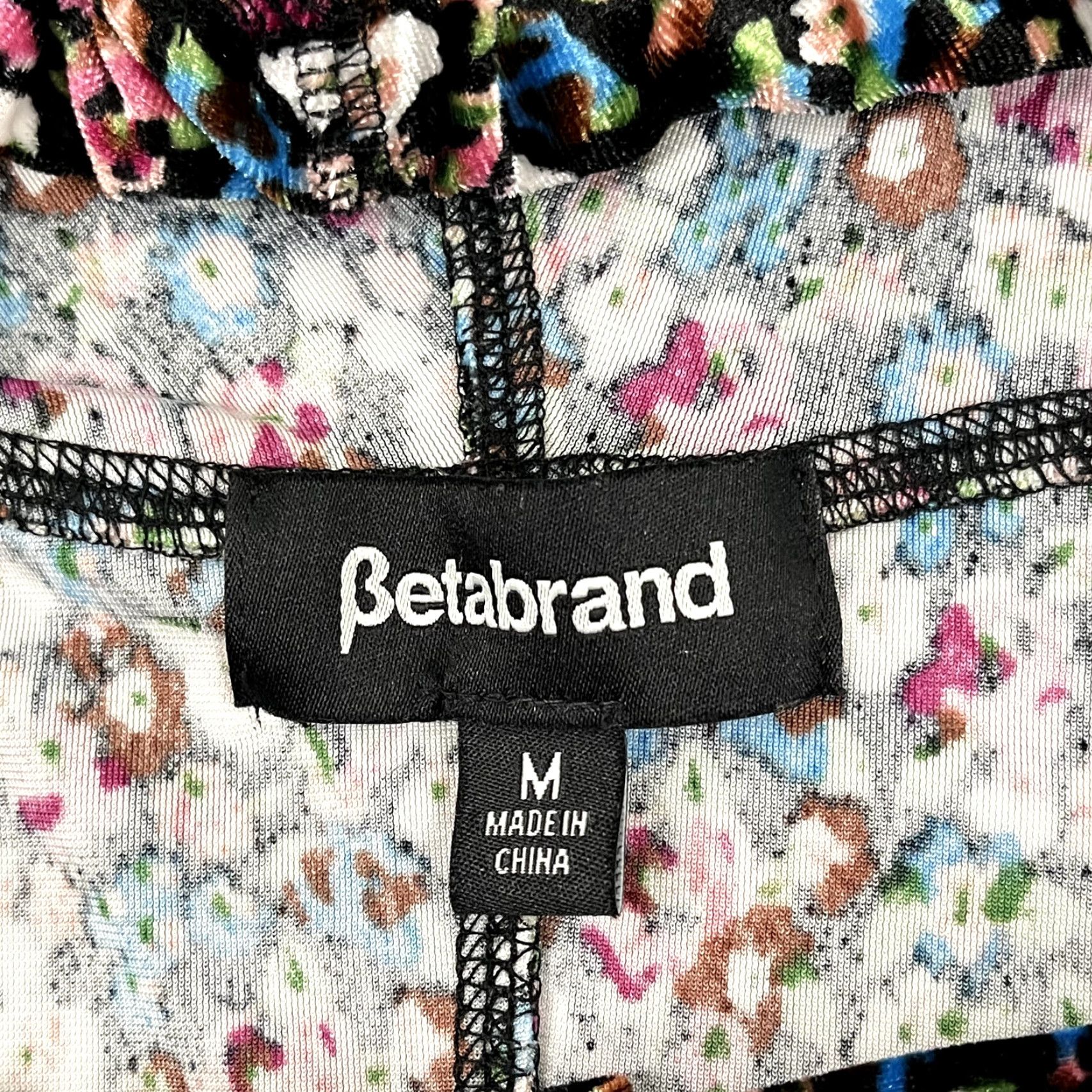 Velvet BETABRAND Jacket Women Medium Floral Velvet Hooded Funnel Neck Tunic Top Stretch Size M / US 6-8 / IT 42-44 - 2 Thumbnail